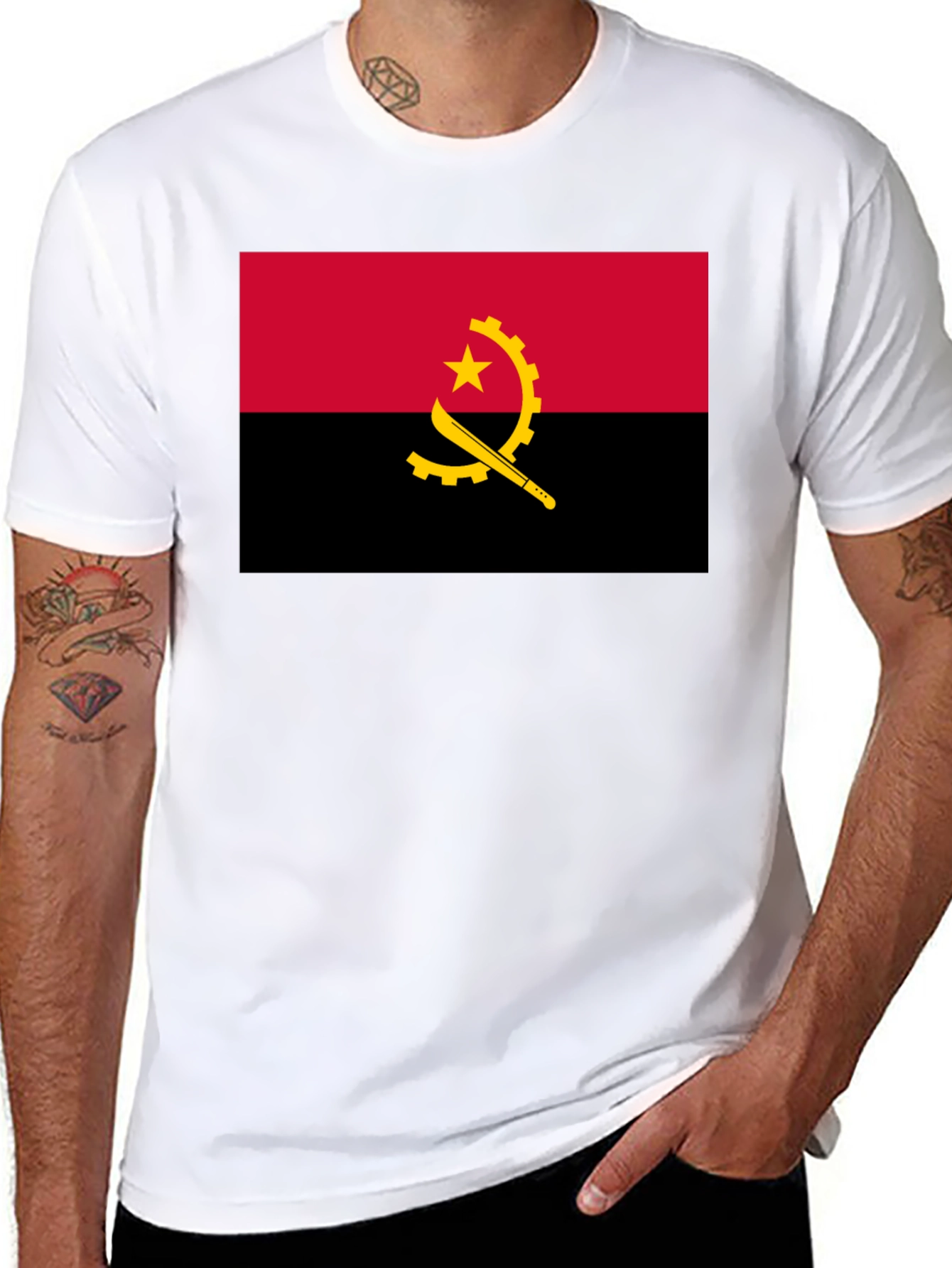 Angola Flag Graphic T-Shirt - Black