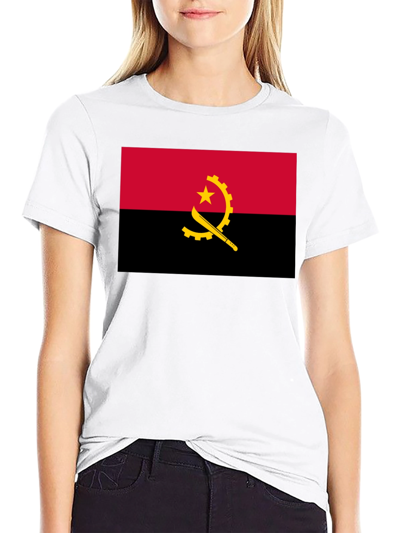Angola Flag Graphic T-Shirt - Black