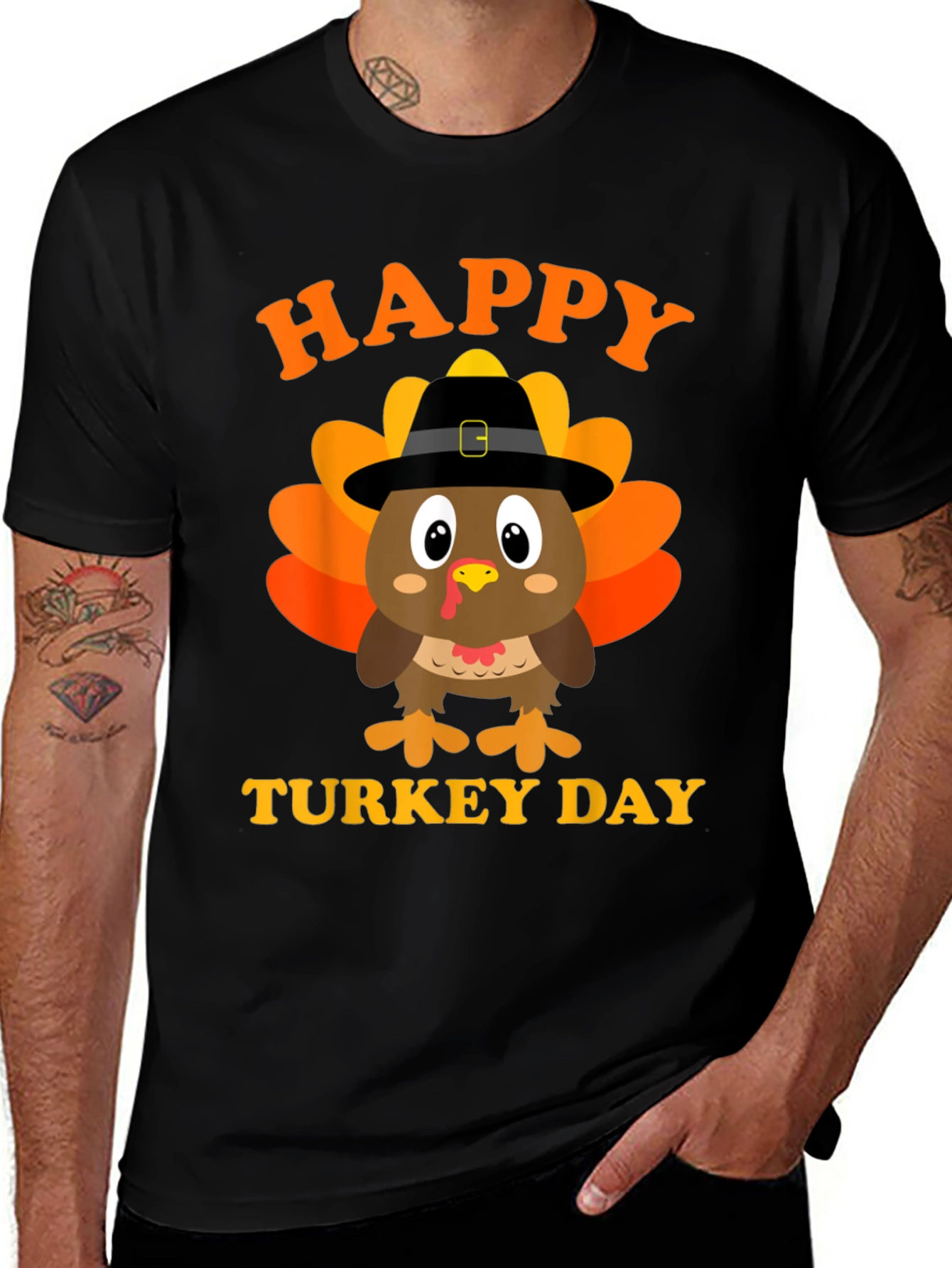 Happy Turkey Day Black T-Shirt