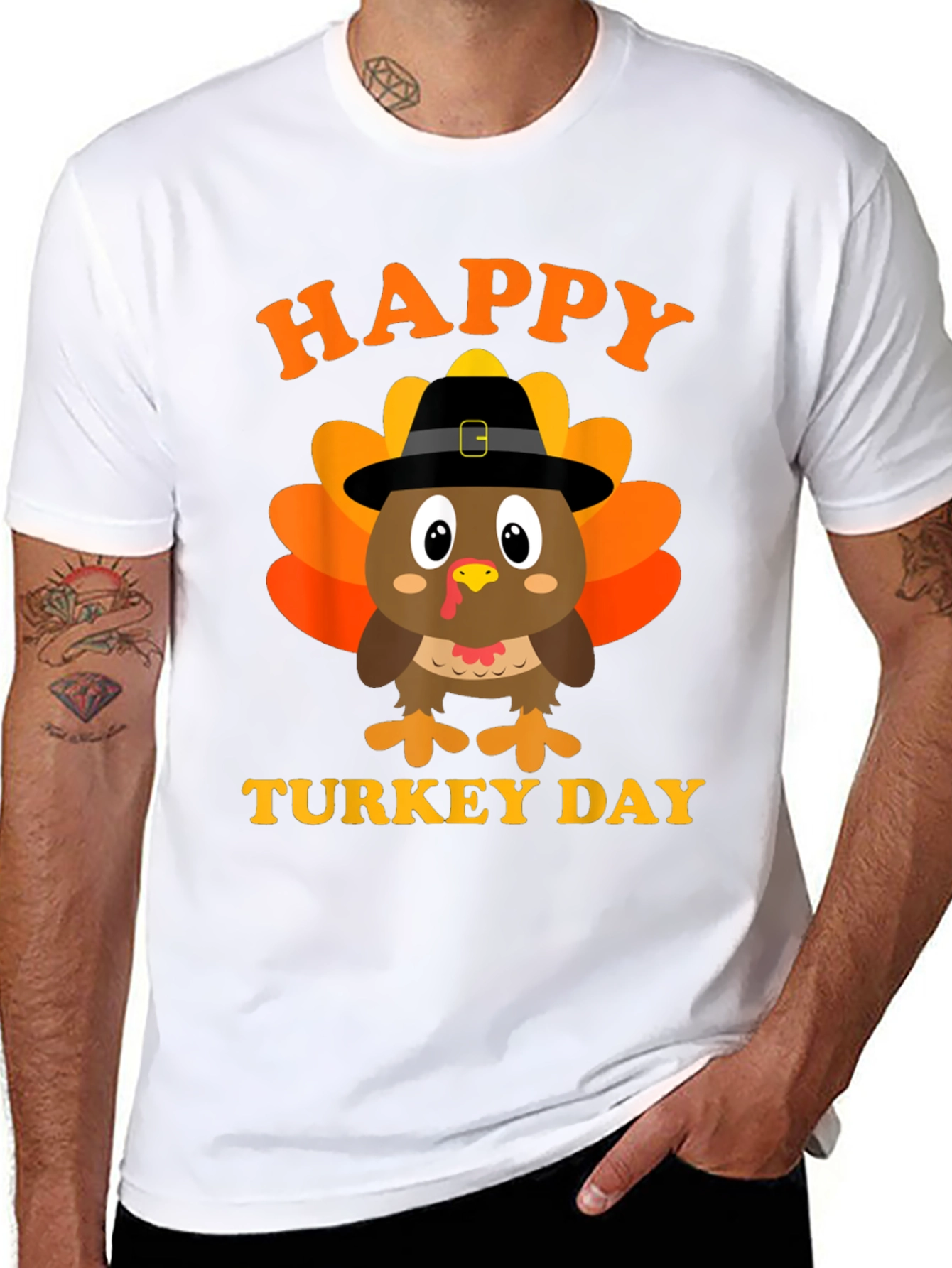 Happy Turkey Day Black T-Shirt