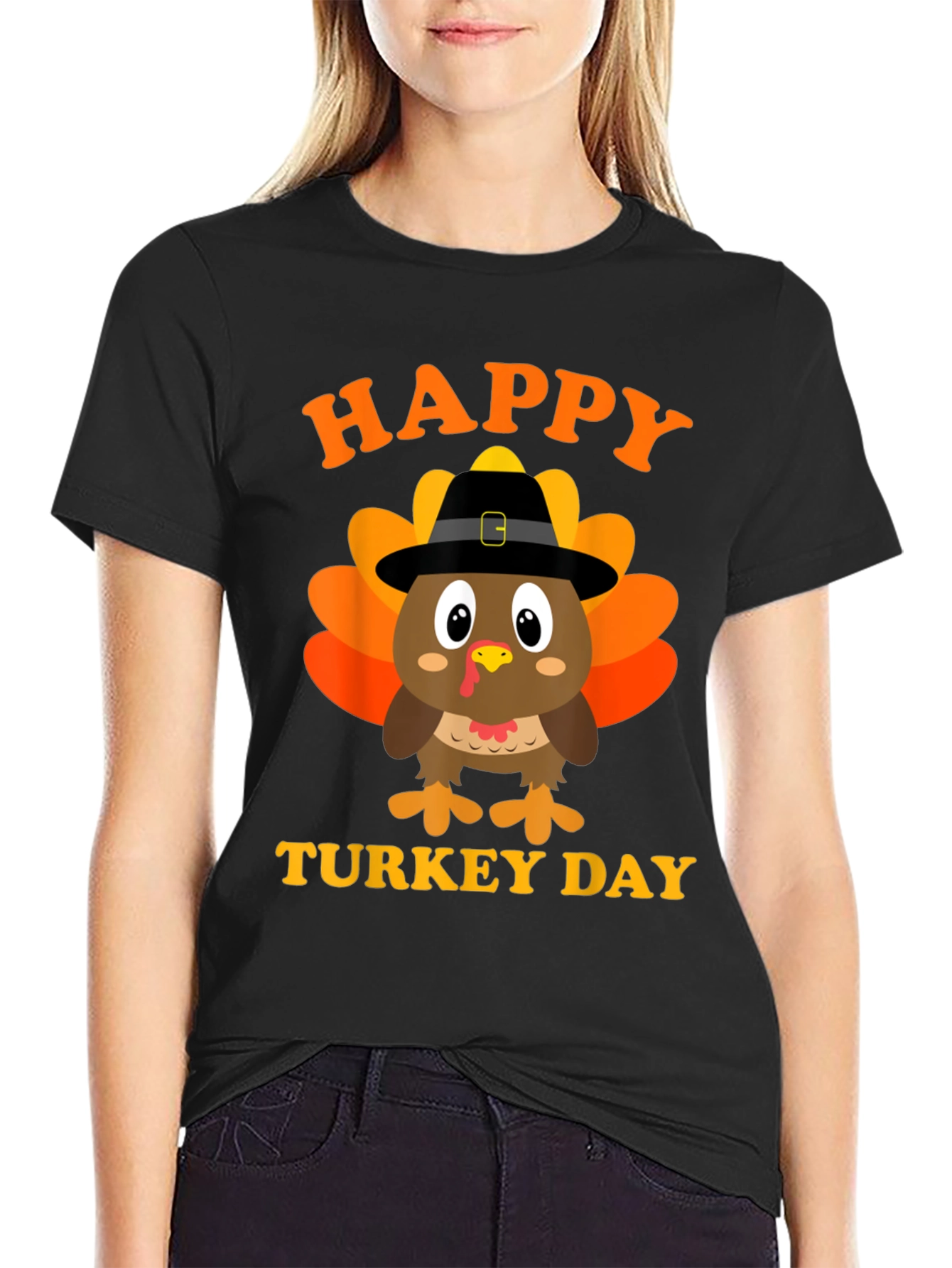 Happy Turkey Day Black T-Shirt