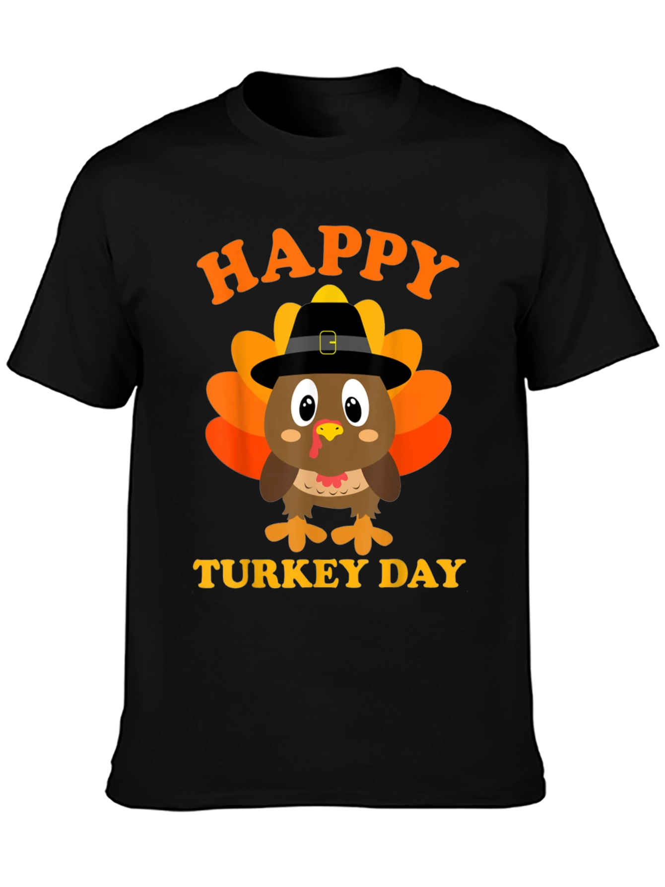 Happy Turkey Day Black T-Shirt