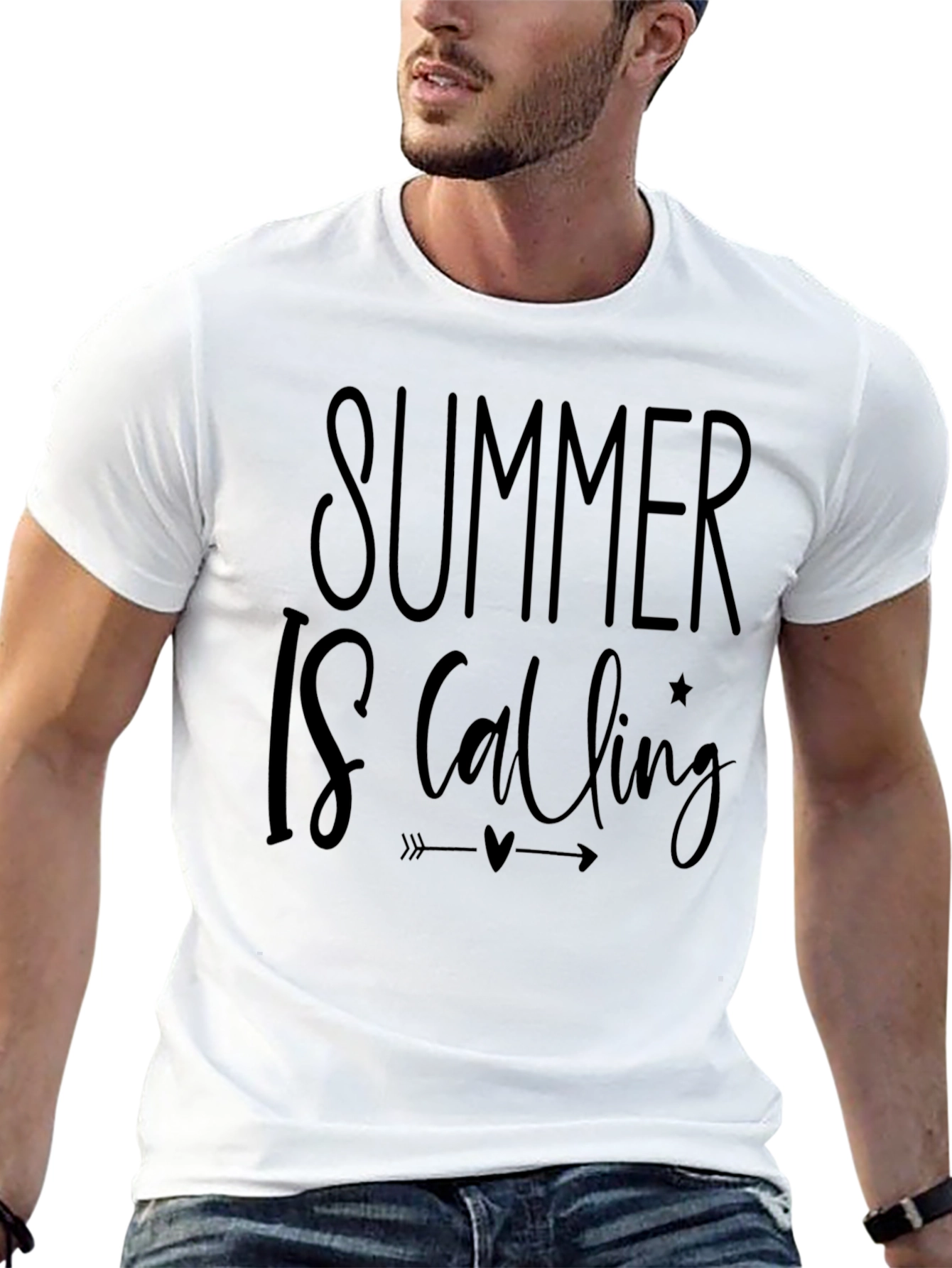 Summer Is Calling Black Graphic Tee