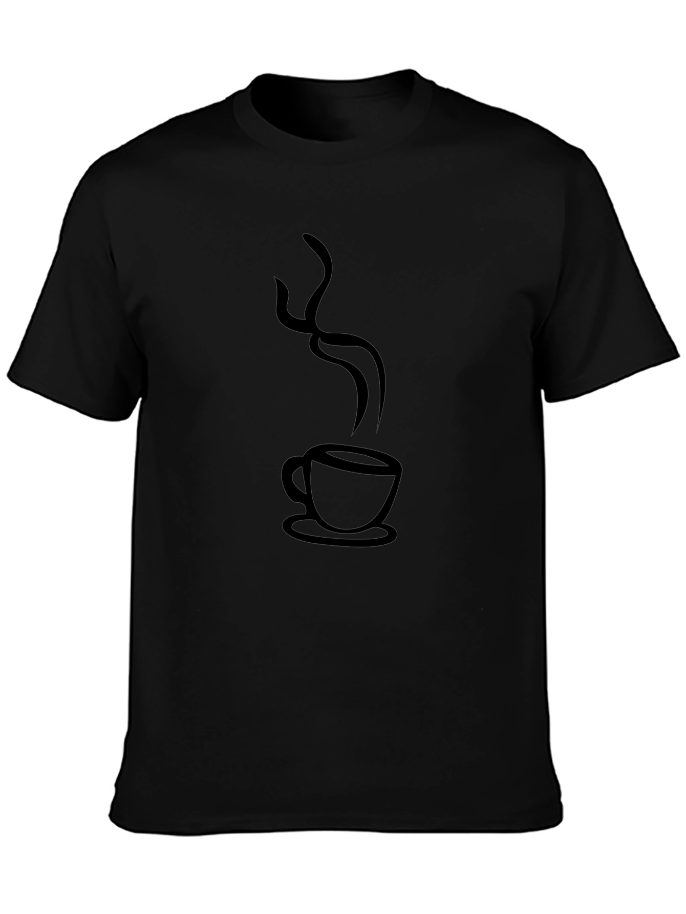 Coffee Steam Graphic T-Shirt - Casual Black Tee