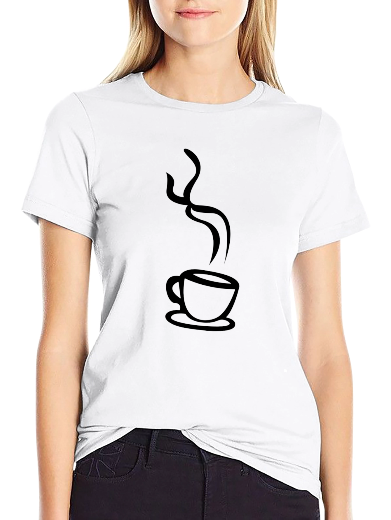 Coffee Steam Graphic T-Shirt - Casual Black Tee
