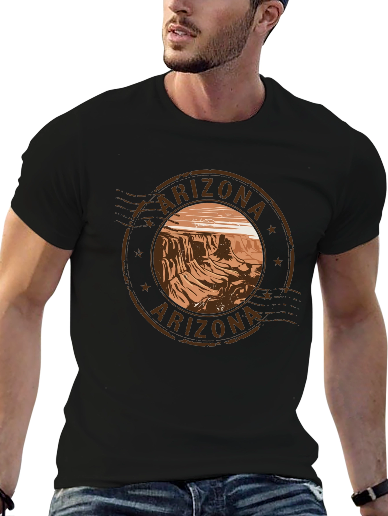 Arizona Scenic Graphic Tee - Black Cotton T-Shirt