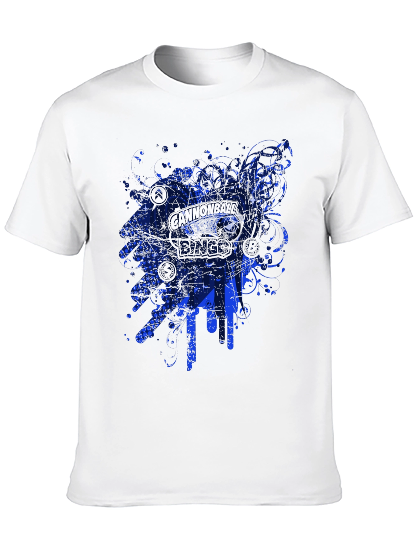 Mens Black Graphic Tee - Blue Abstract Design
