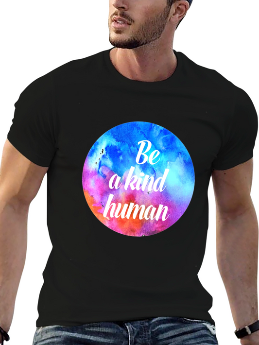 Be A Kind Human T-Shirt - Watercolor Circle Design