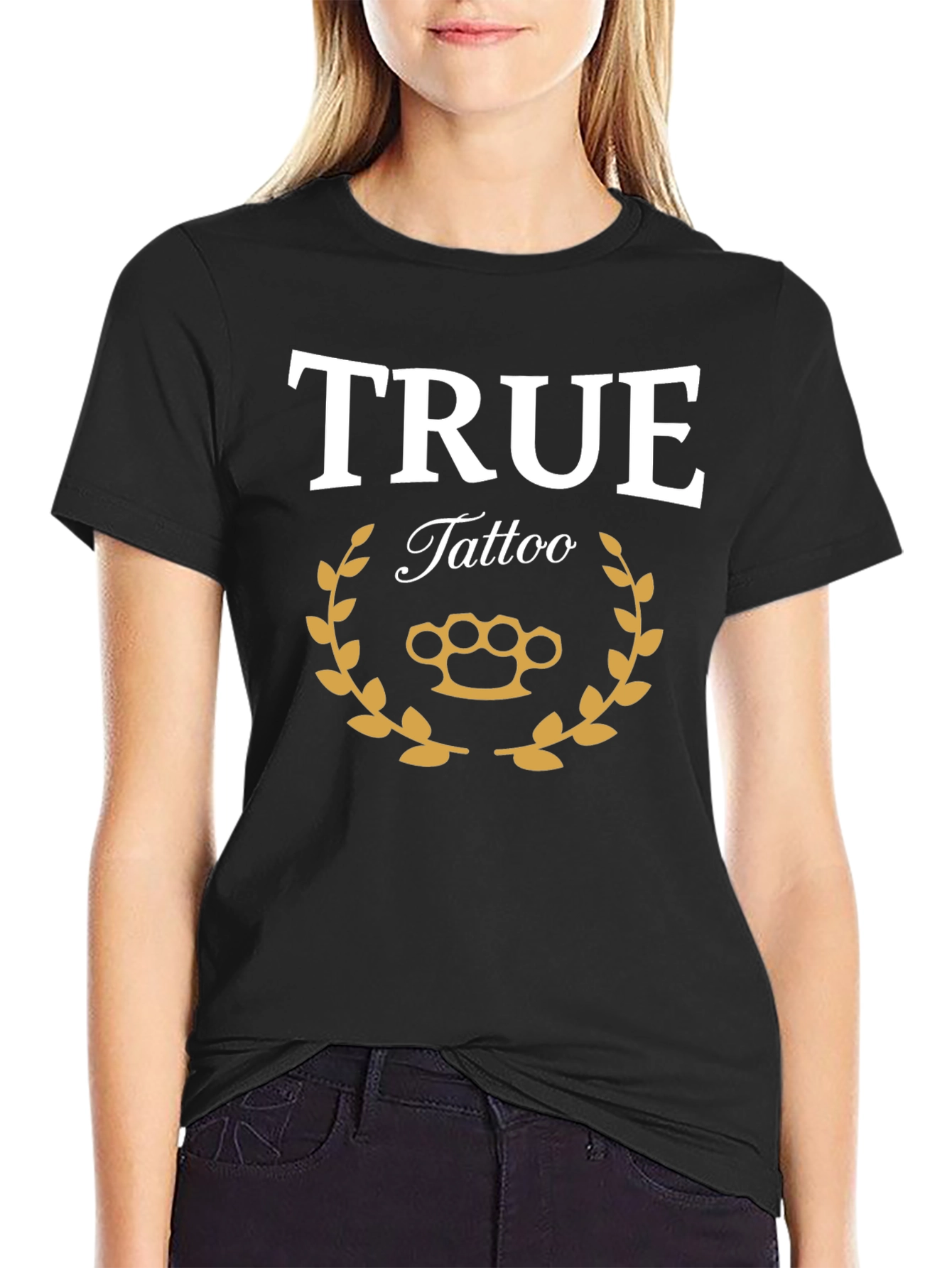 True Tattoo Graphic Print Black T-Shirt