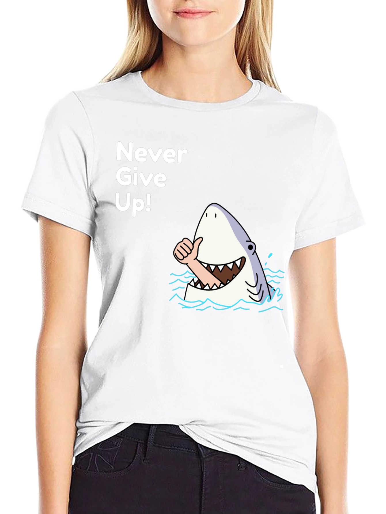 Never Give Up Shark Graphic Tee
