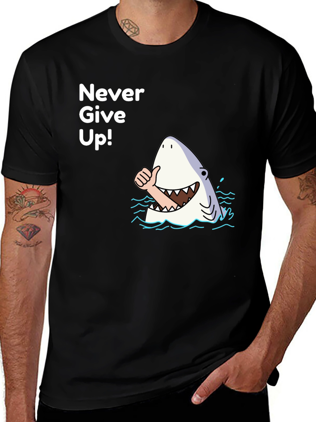 Never Give Up Shark Graphic Tee