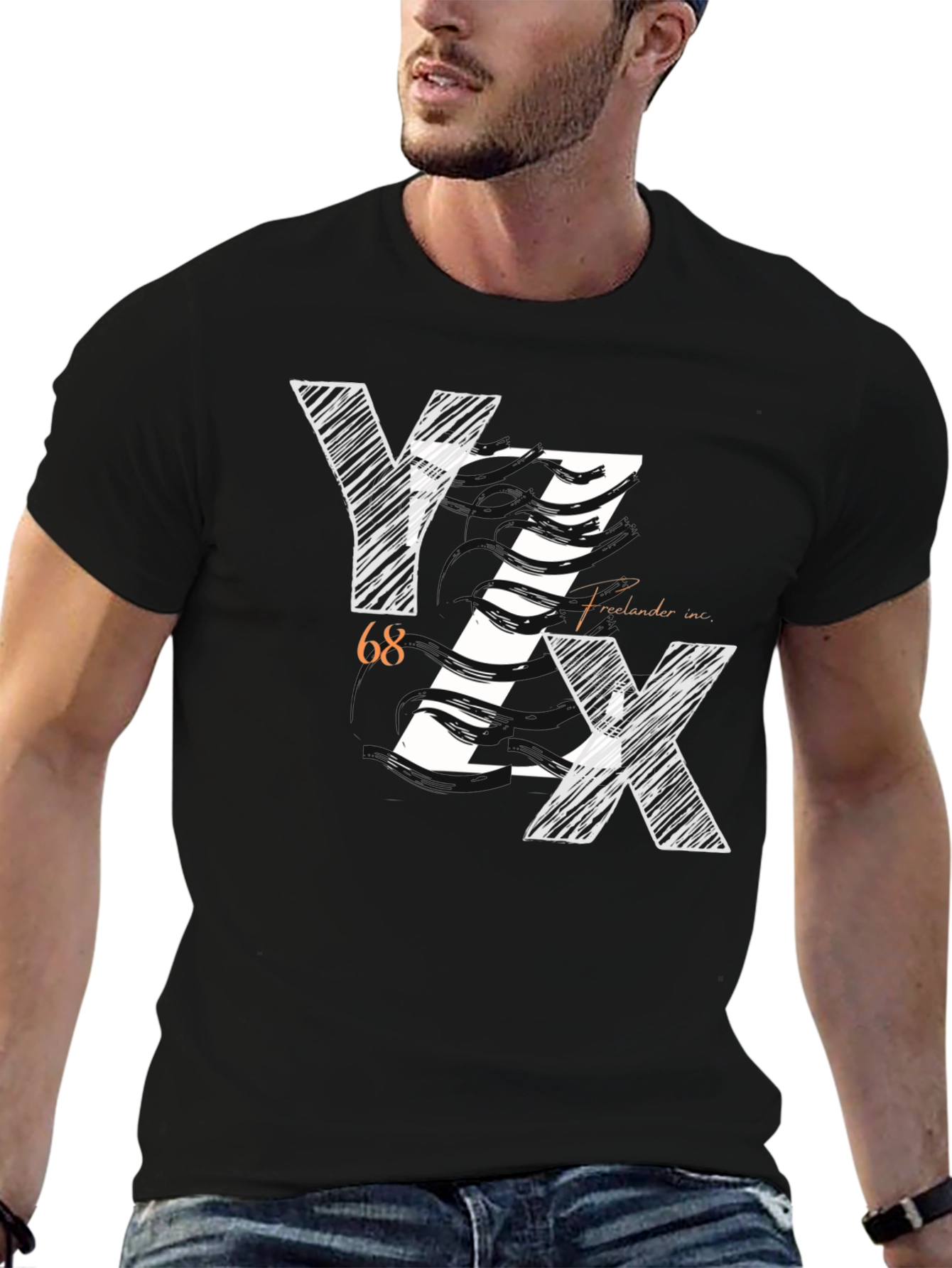 Stylish YZX 68 Freelancer Inc. Black Graphic Tee