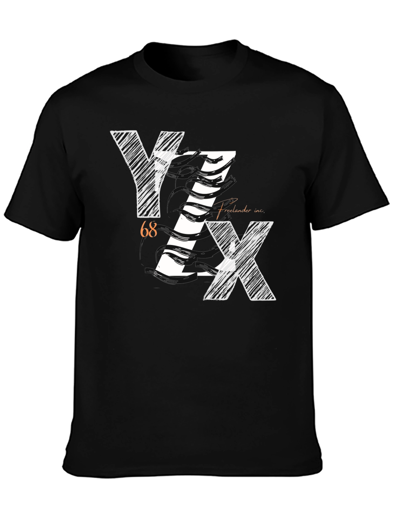 Stylish YZX 68 Freelancer Inc. Black Graphic Tee