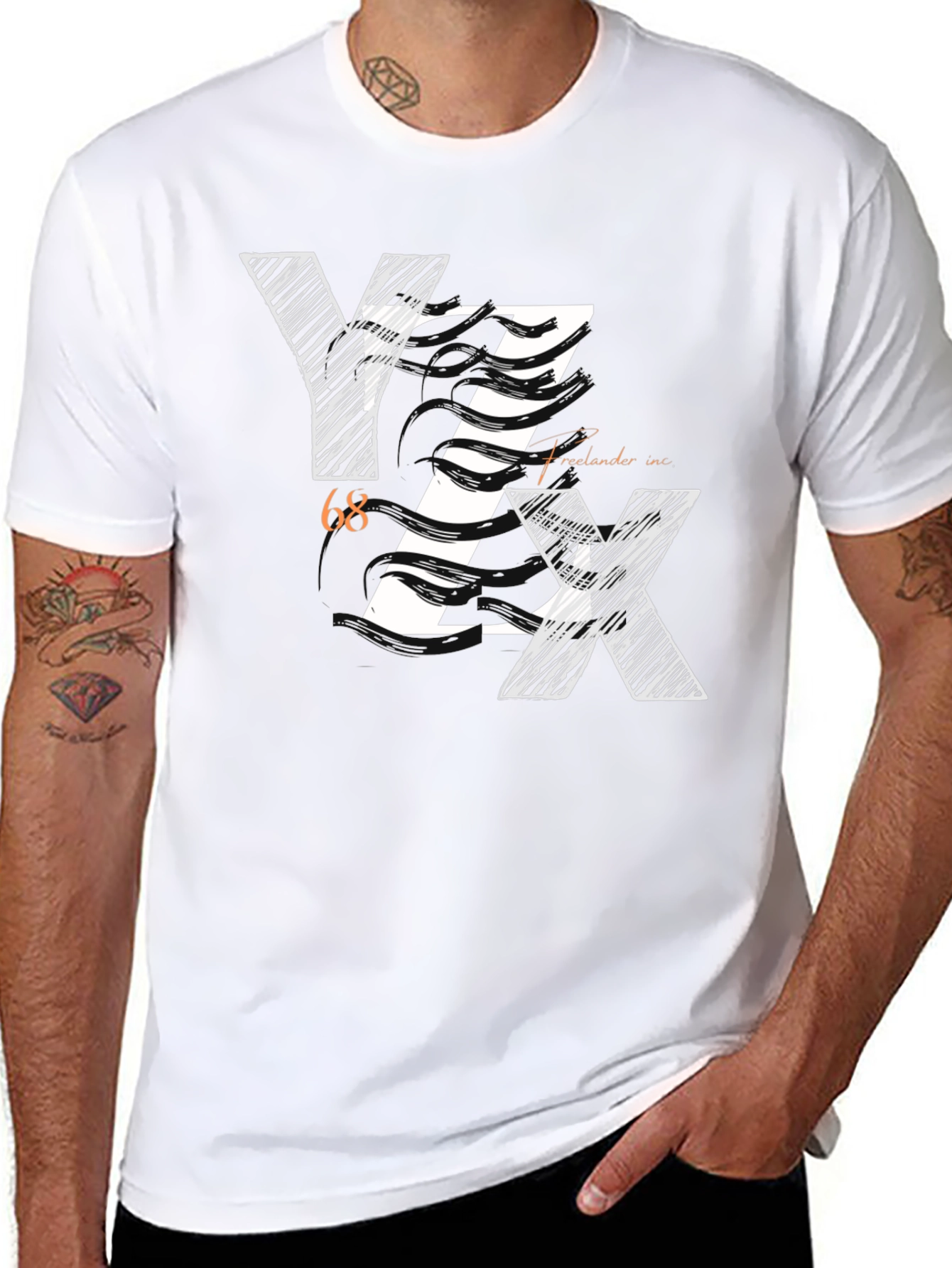 Stylish YZX 68 Freelancer Inc. Black Graphic Tee