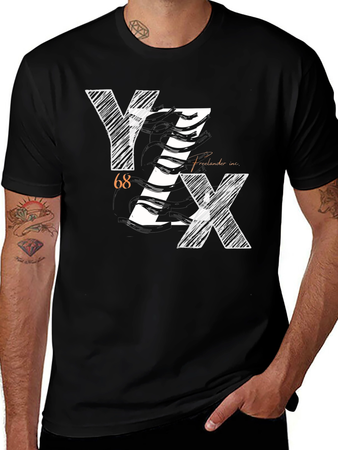 Stylish YZX 68 Freelancer Inc. Black Graphic Tee