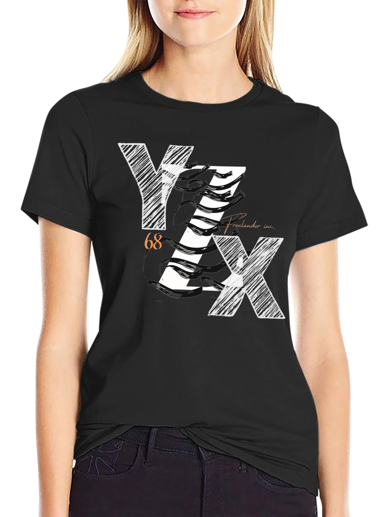 Stylish YZX 68 Freelancer Inc. Black Graphic Tee