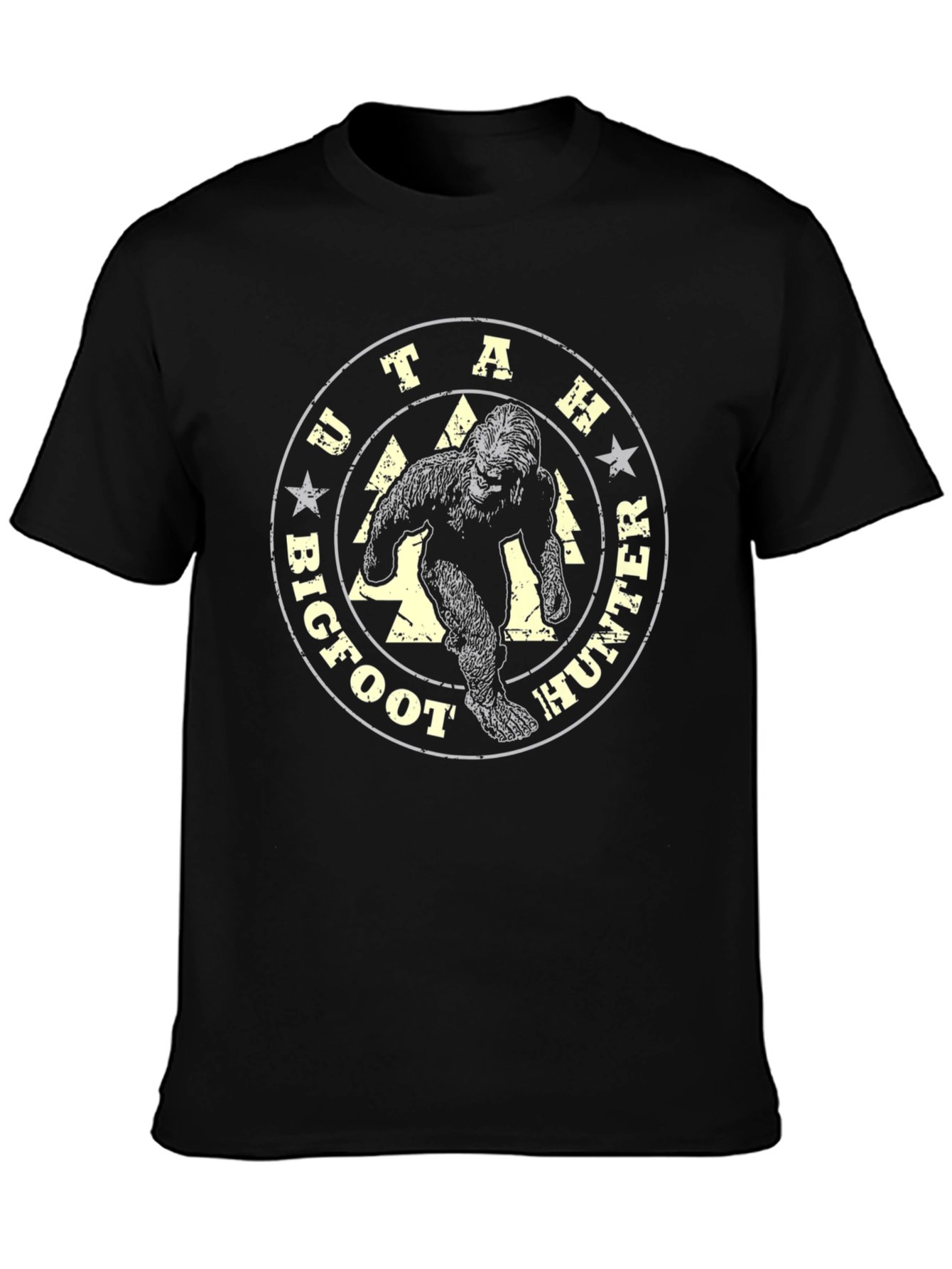 Utah Bigfoot Hunter T-Shirt - Black Graphic Tee