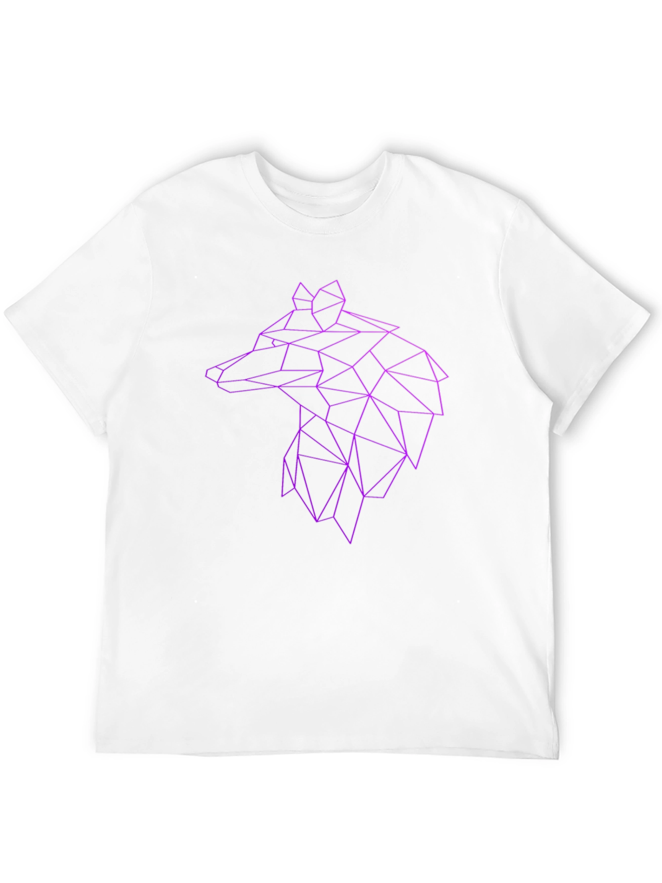 Geometric Wolf Graphic Tee - Black Cotton