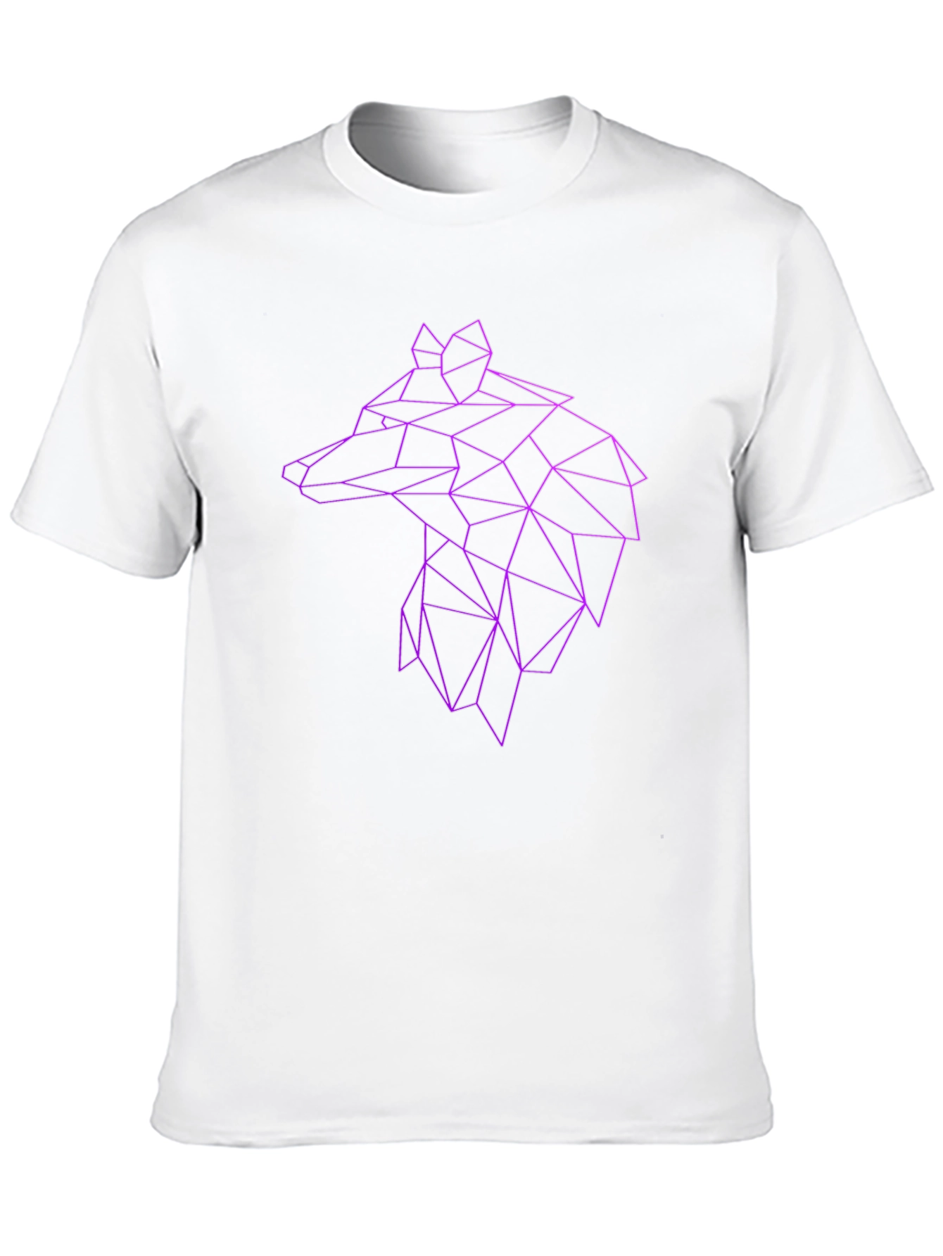 Geometric Wolf Graphic Tee - Black Cotton