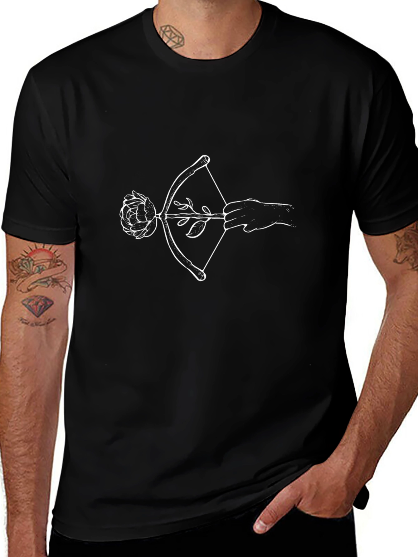 Bow and Arrow Rose Graphic Tee - Black