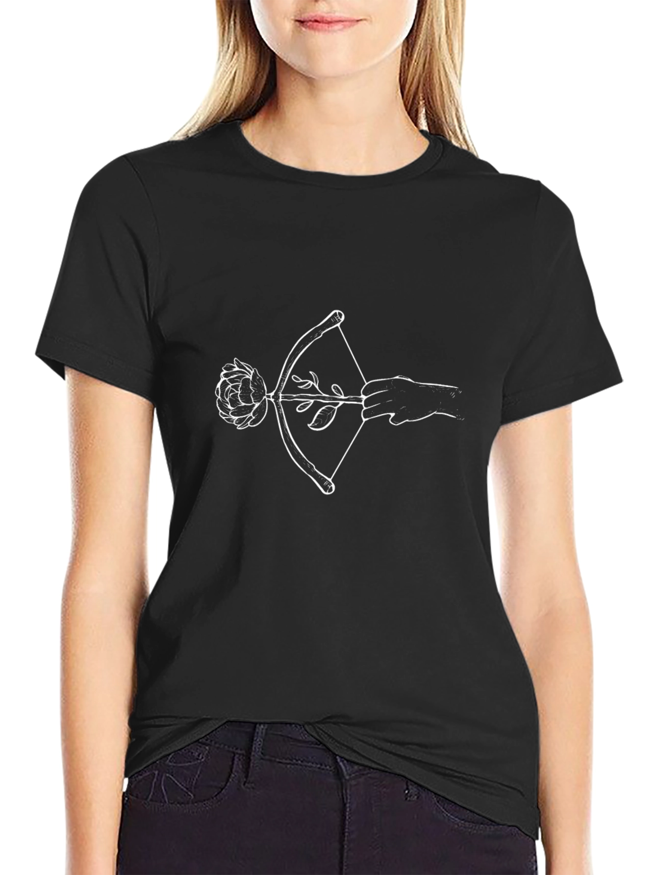 Bow and Arrow Rose Graphic Tee - Black