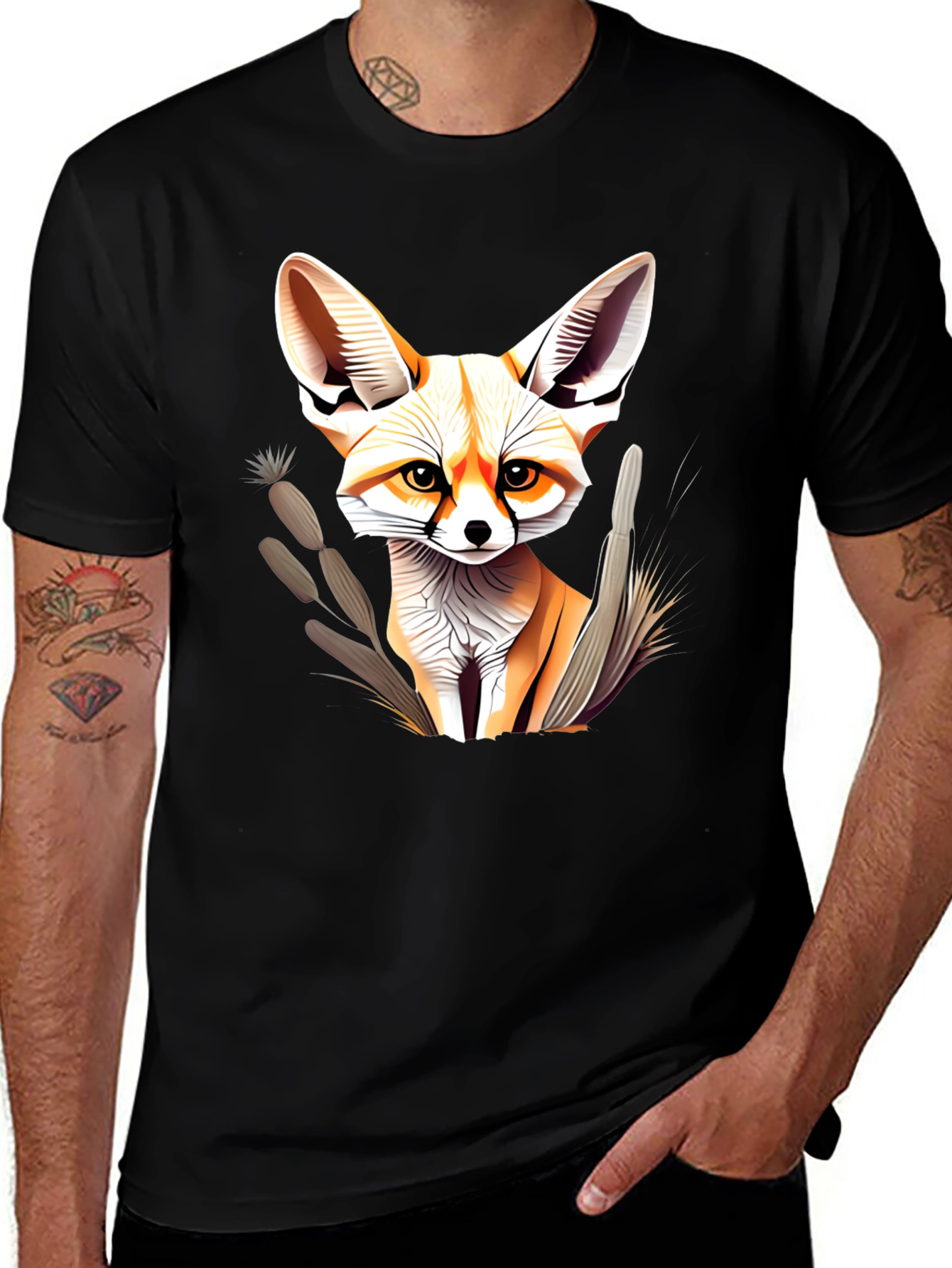 Fennec Fox Graphic T-Shirt - Unisex Black Tee