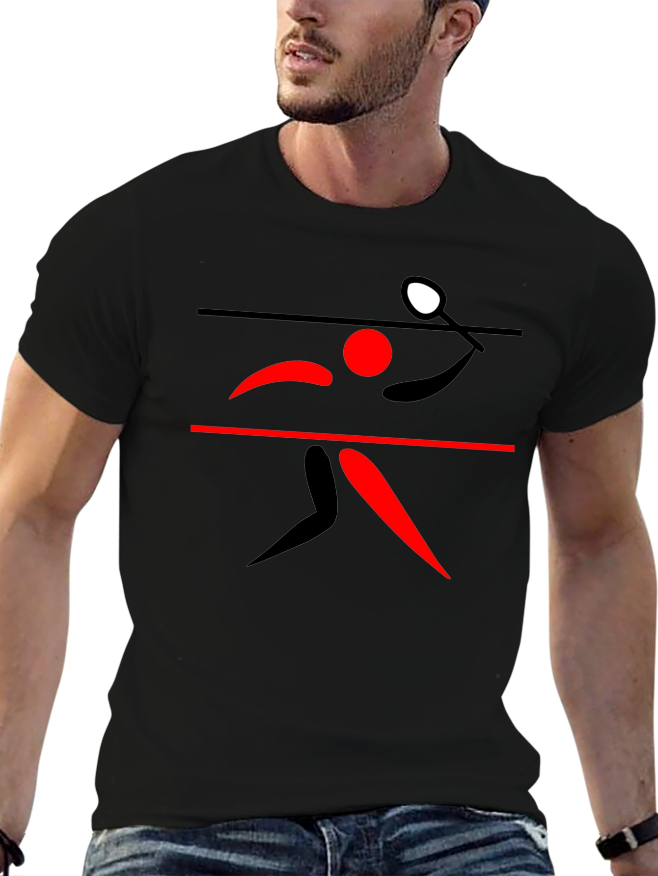 Table Tennis Player Graphic Tee - Black