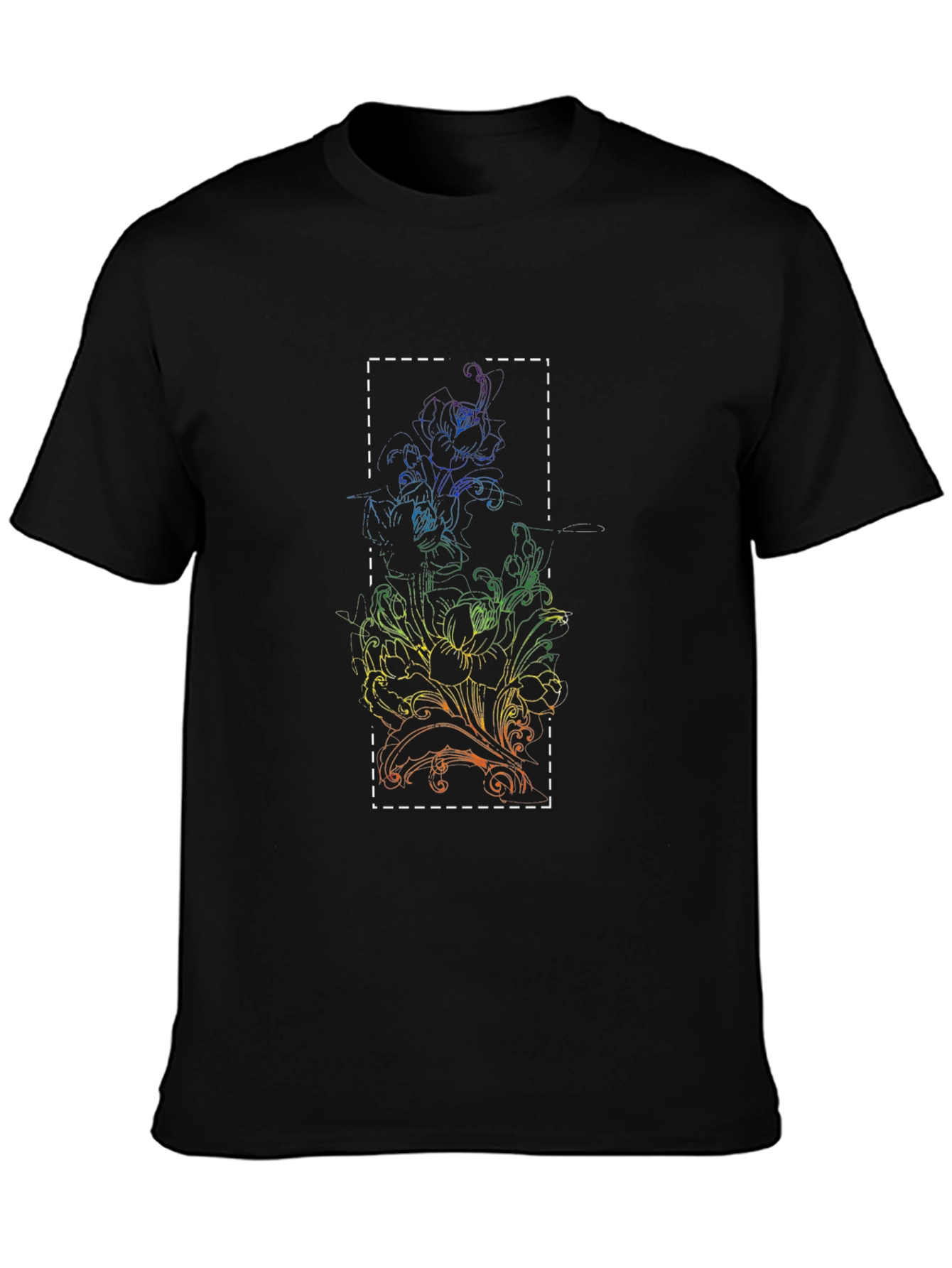 Rainbow Floral Graphic Black T-Shirt