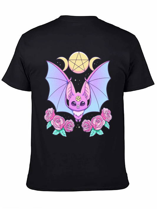 Pastel Goth Bat & Roses Graphic Tee