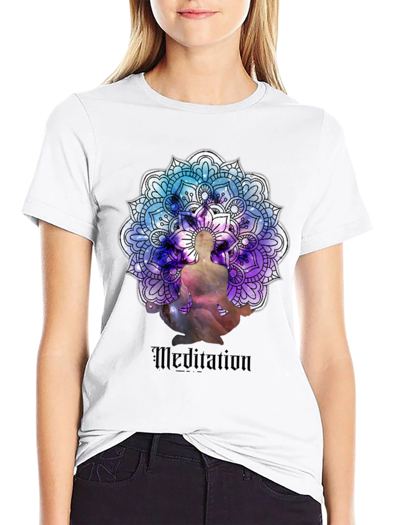 Meditation Mandala Graphic Black T-Shirt