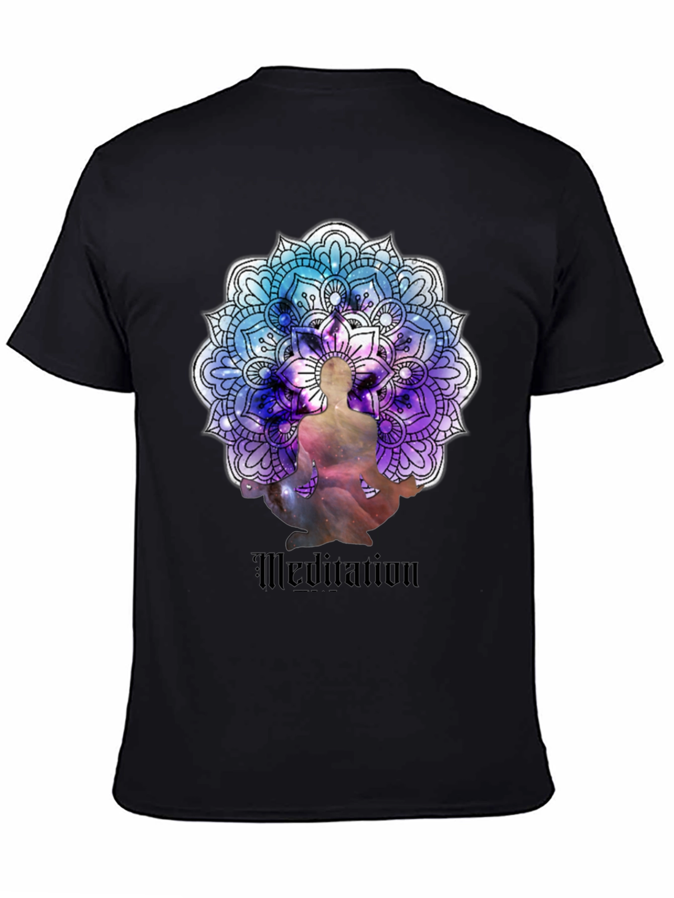 Meditation Mandala Graphic Black T-Shirt
