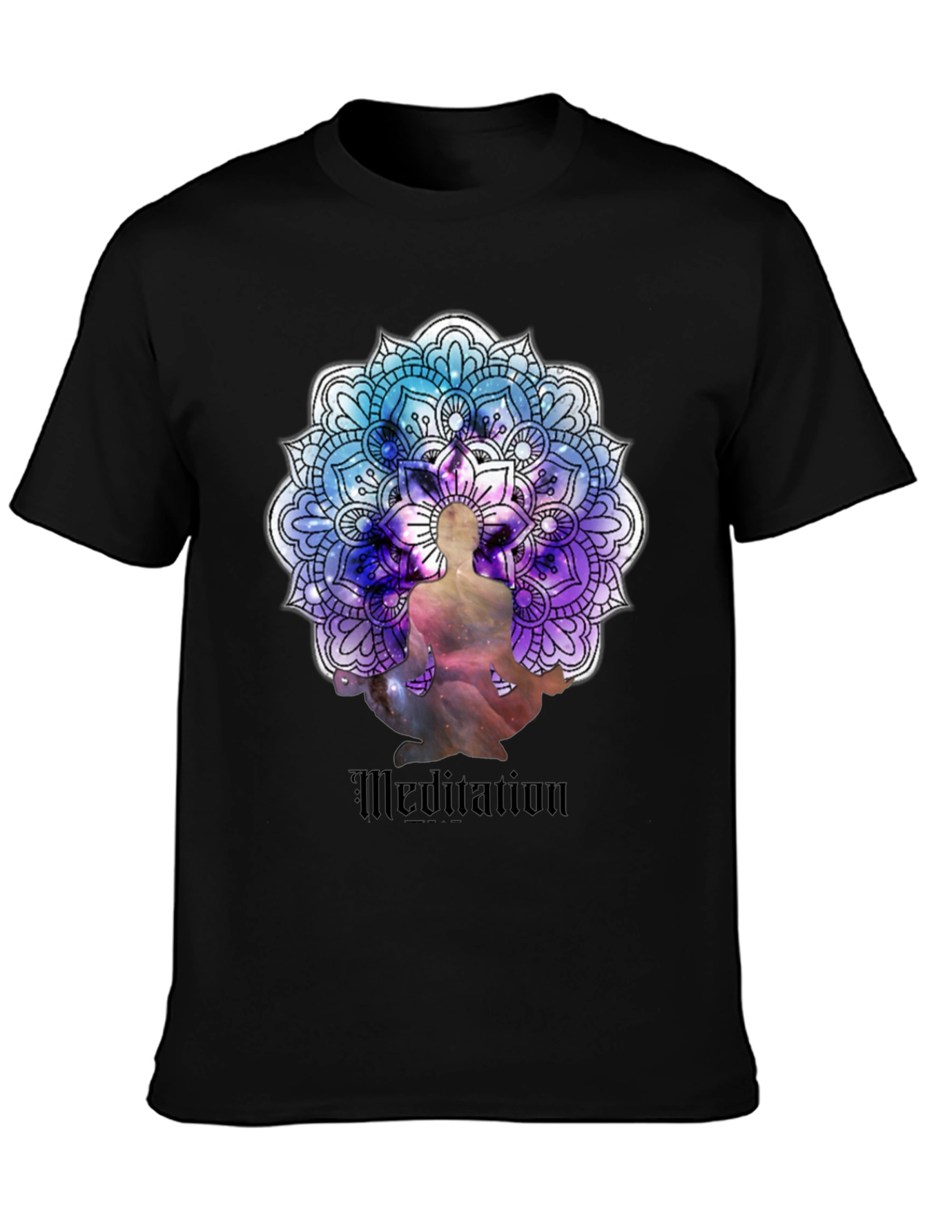 Meditation Mandala Graphic Black T-Shirt