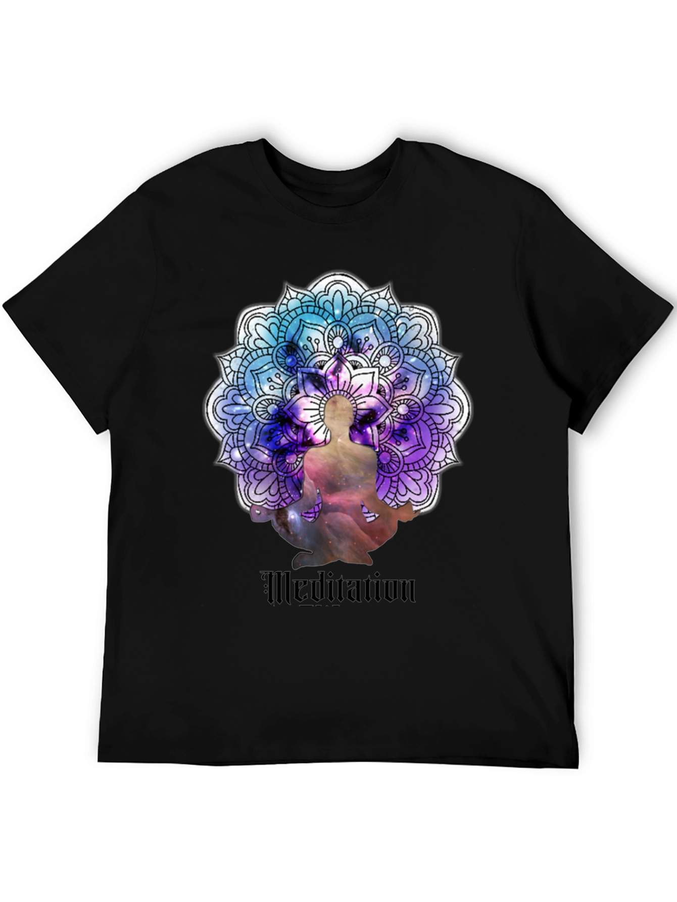 Meditation Mandala Graphic Black T-Shirt