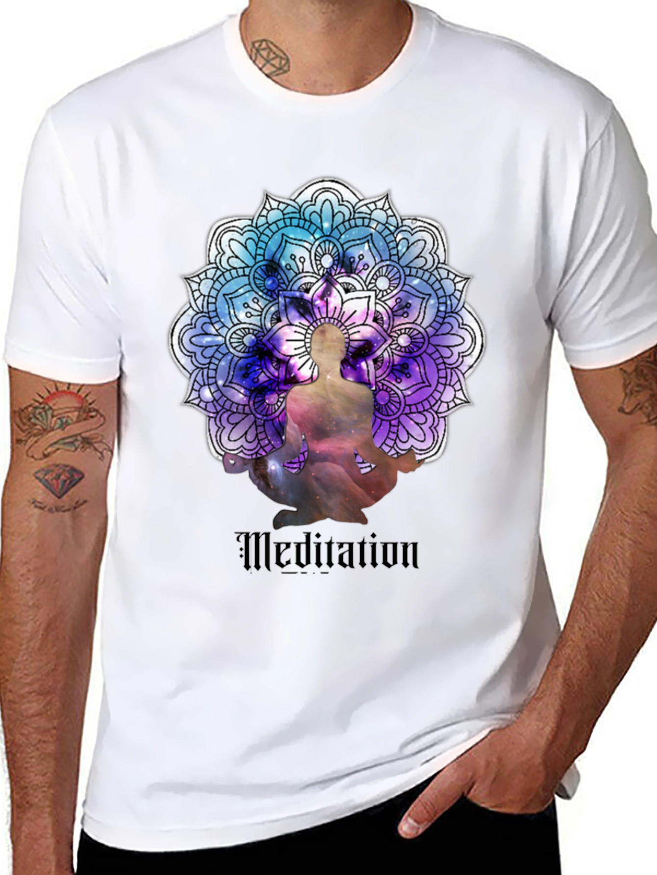 Meditation Mandala Graphic Black T-Shirt