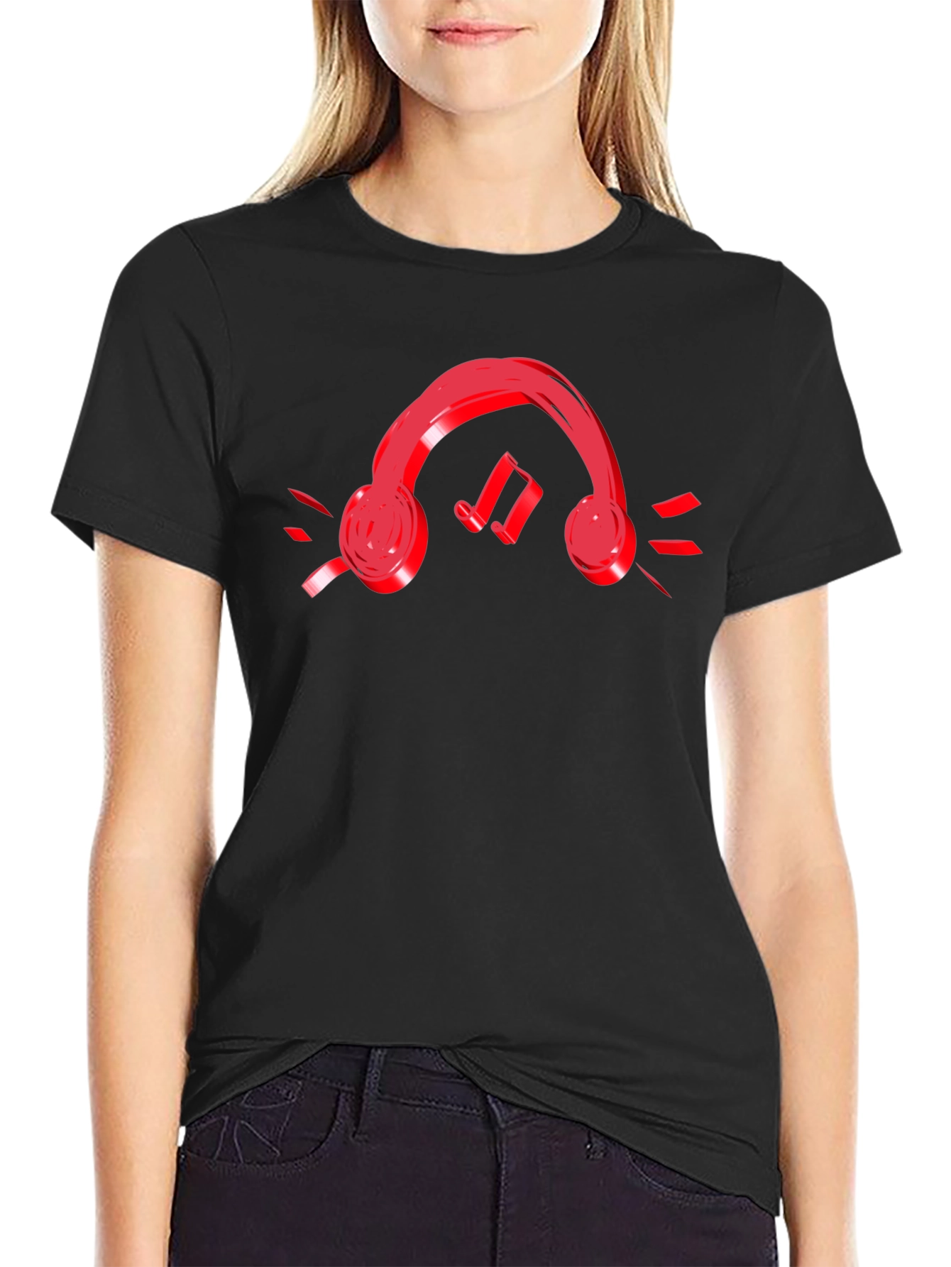 Headphones & Music Notes Graphic T-Shirt
