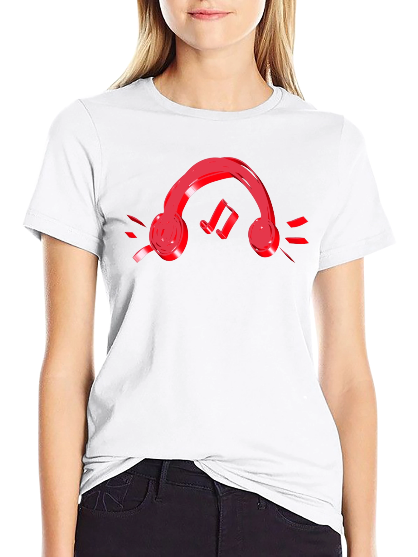 Headphones & Music Notes Graphic T-Shirt