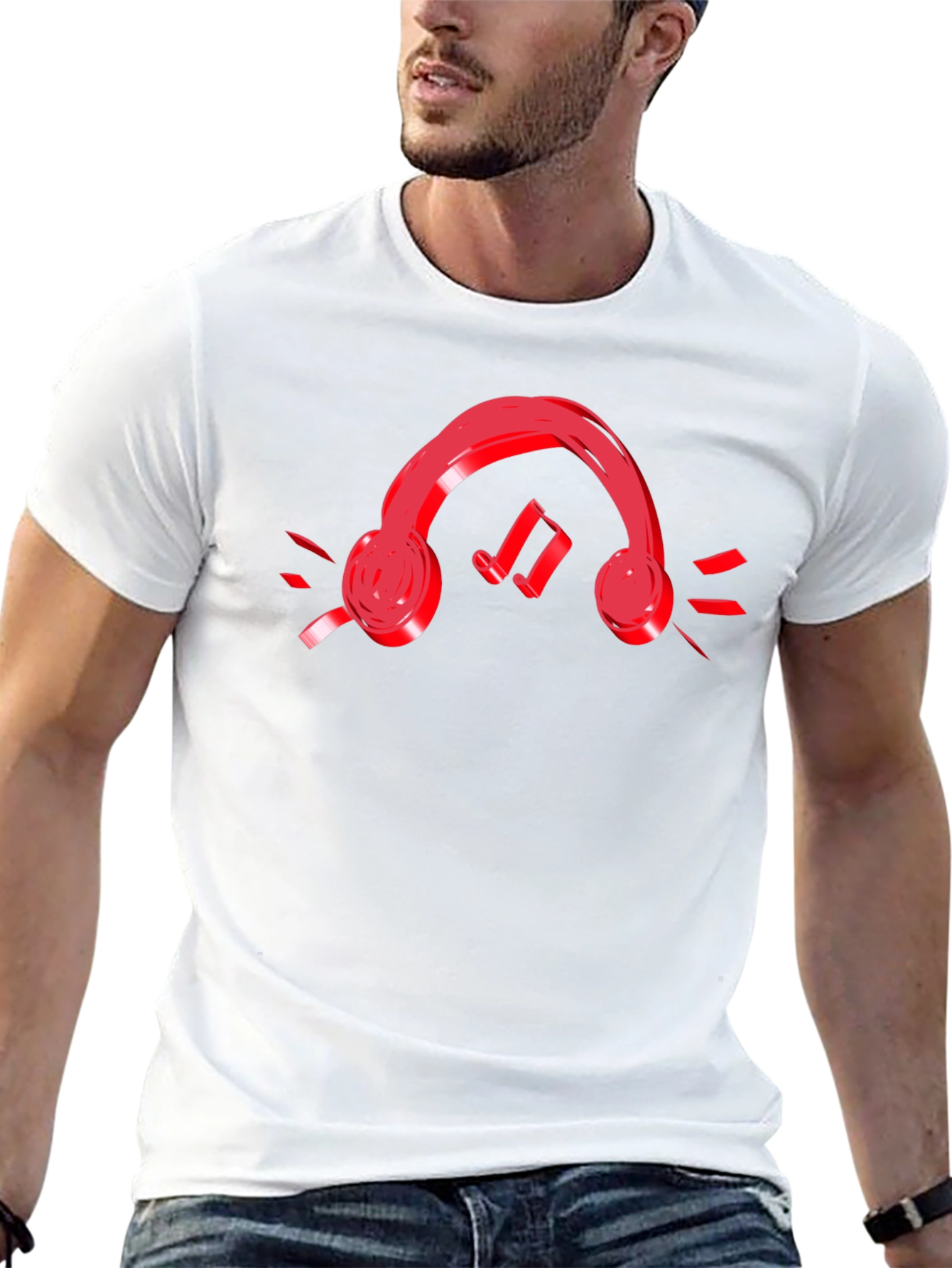Headphones & Music Notes Graphic T-Shirt