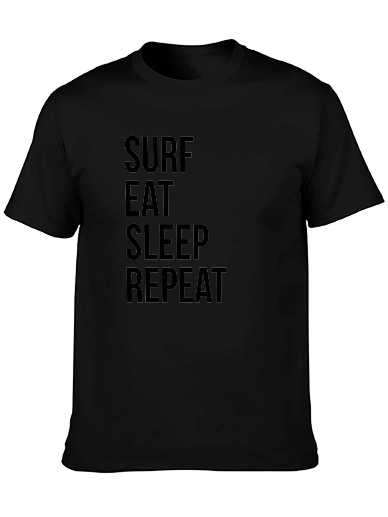 Surf Eat Sleep Repeat Black Graphic Tee Shirt