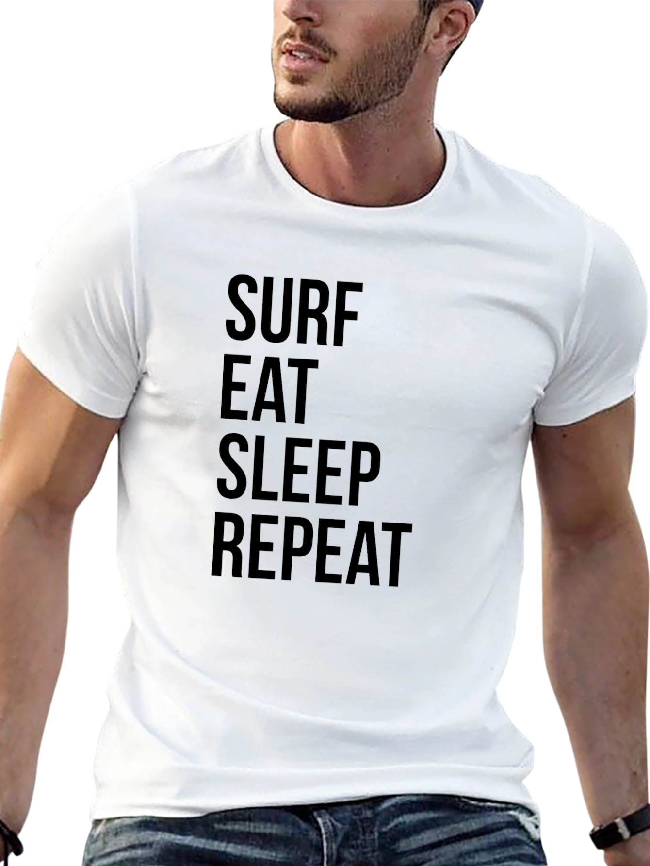 Surf Eat Sleep Repeat Black Graphic Tee Shirt