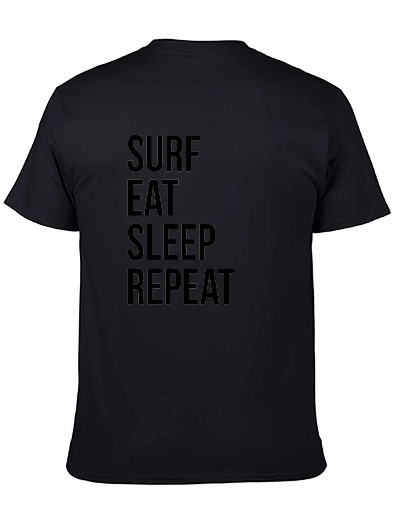 Surf Eat Sleep Repeat Black Graphic Tee Shirt