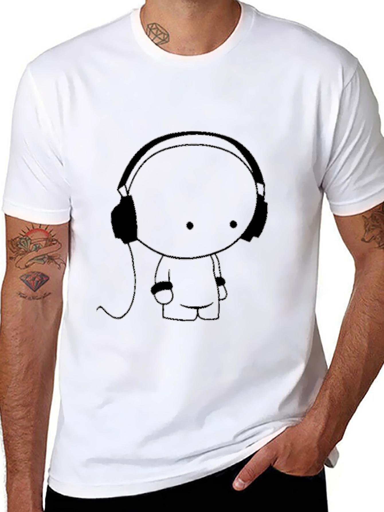 Cool Graphic Tee - Cartoon Character with Headphones