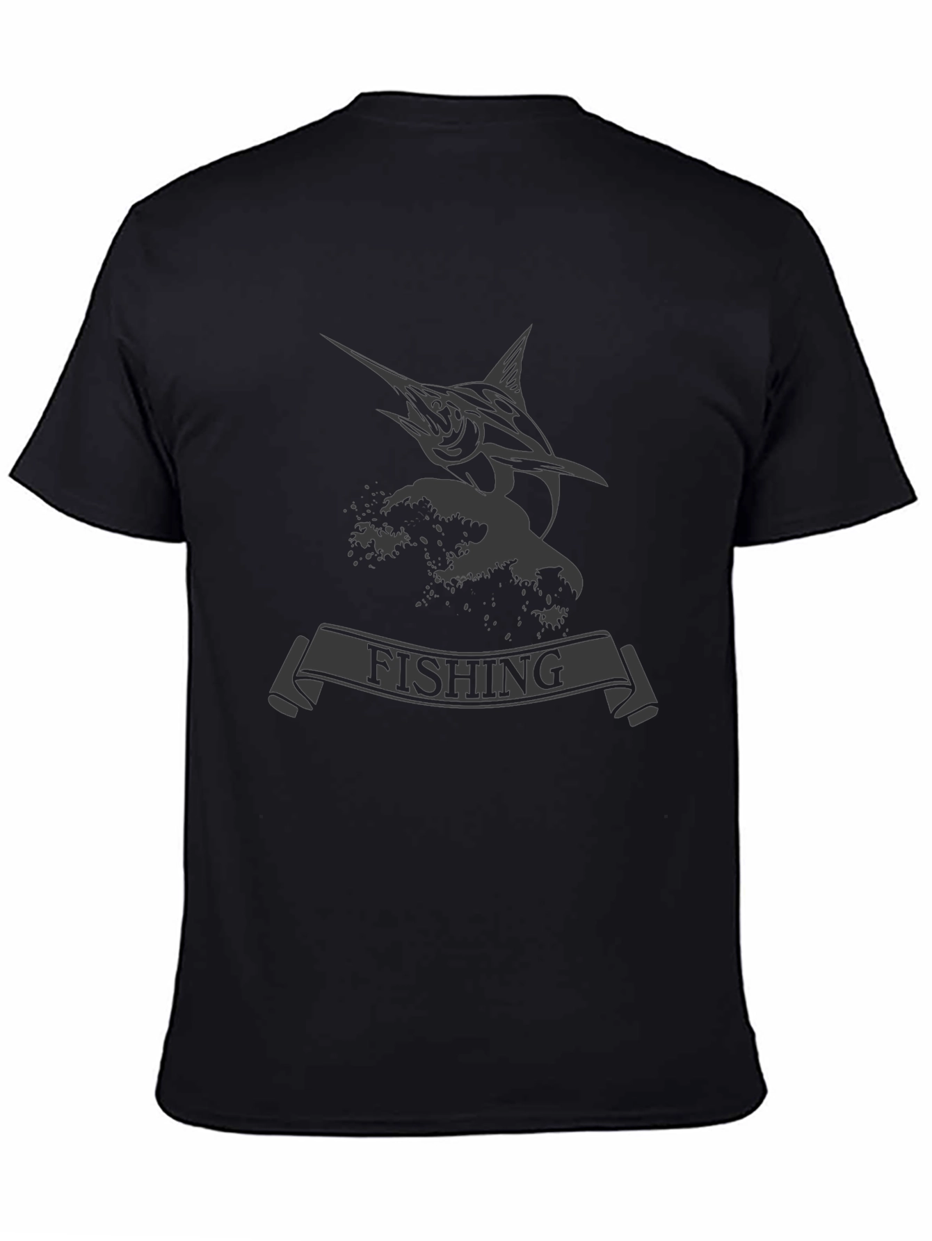 Mens Black Fishing T-Shirt