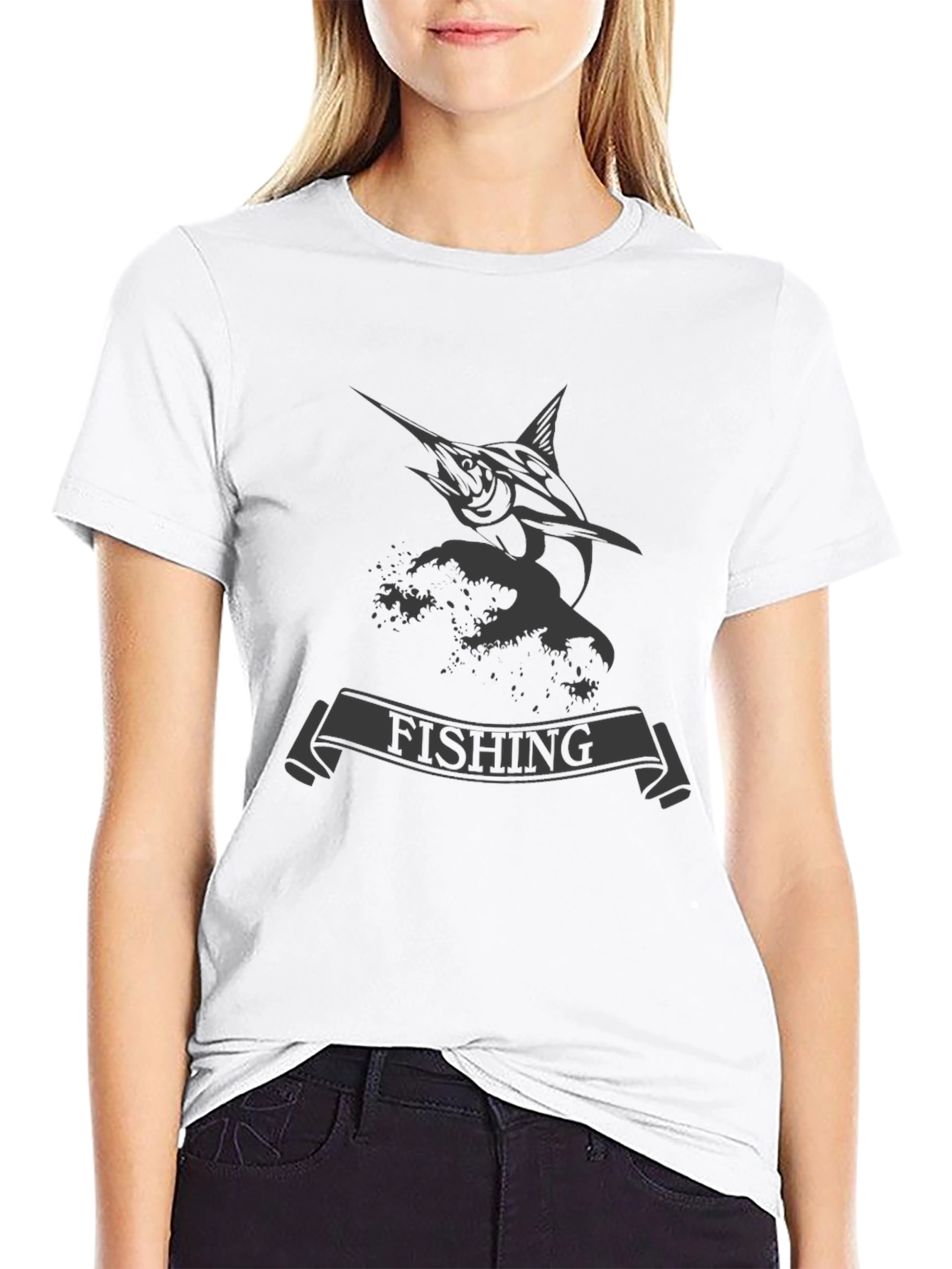 Mens Black Fishing T-Shirt