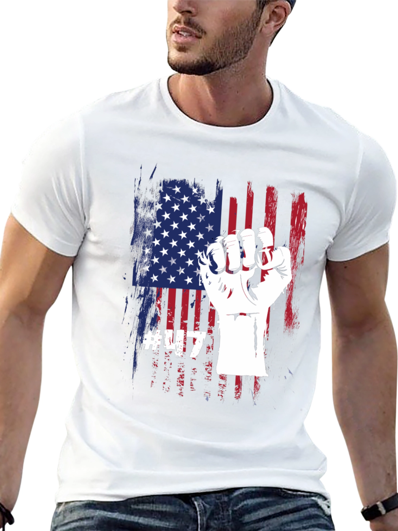 USA Flag Fist T-Shirt - Patriotic Tee