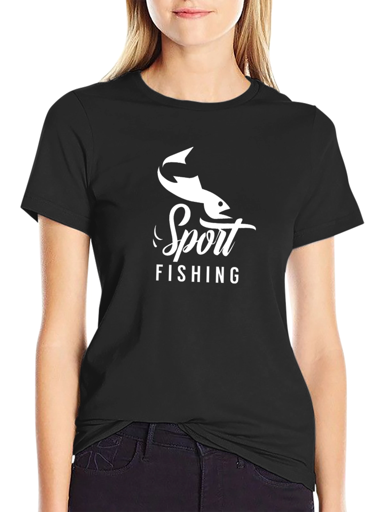 Sport Fishing Black Graphic Tee