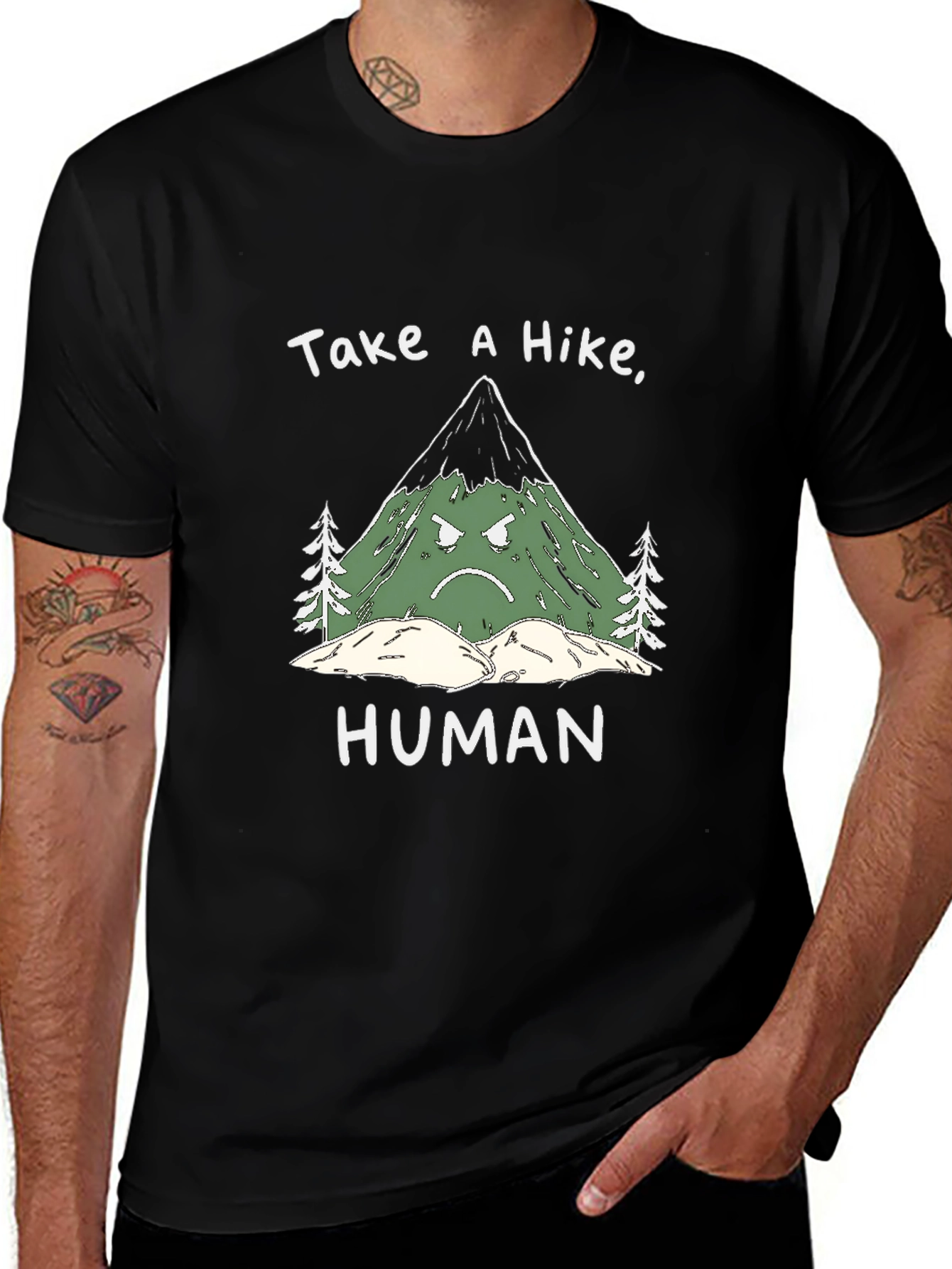 Grumpy Mountain Graphic Tee - Take a Hike Human!
