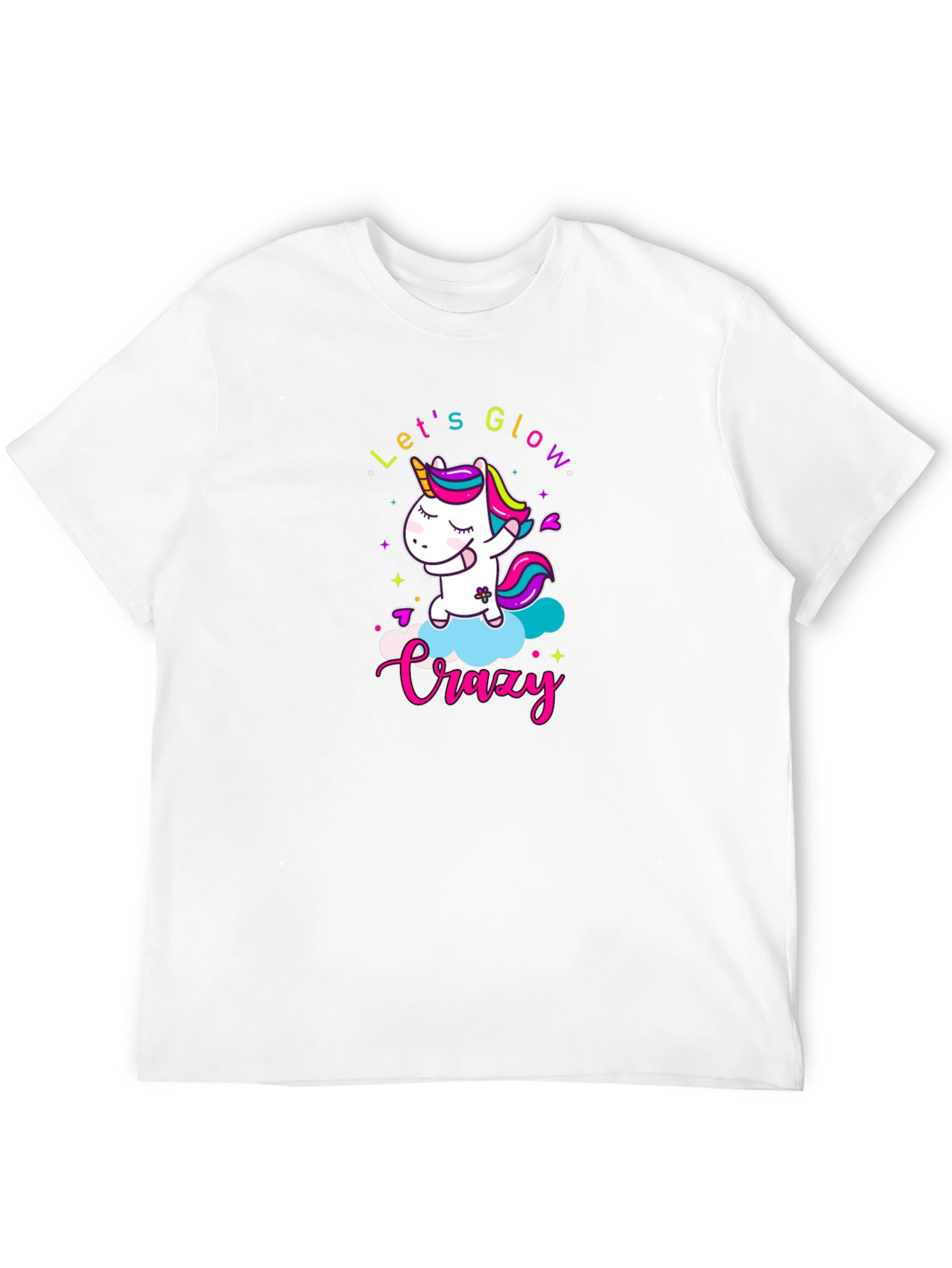 Lets Glow Crazy Unicorn Black T-Shirt
