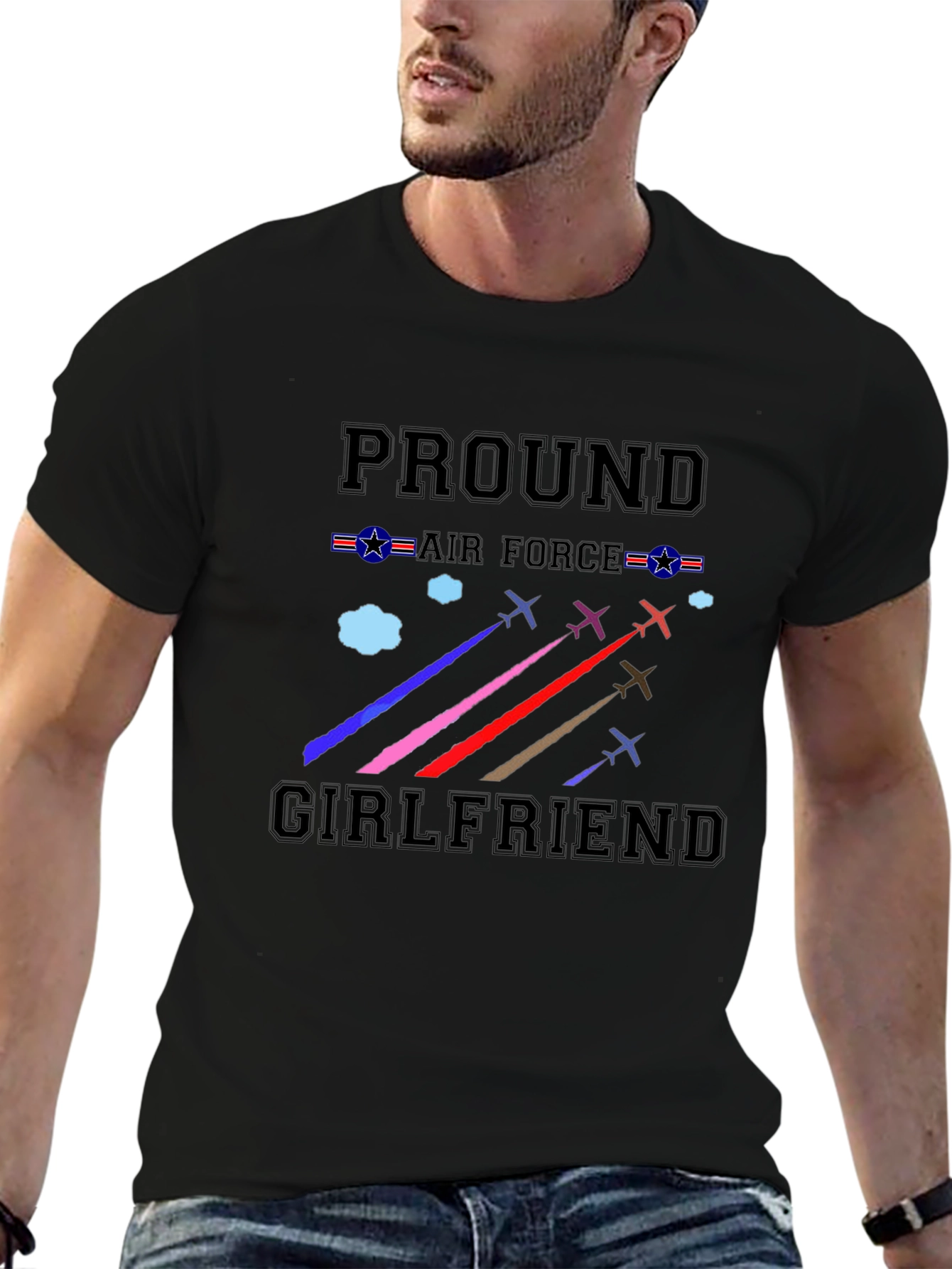 Proud Air Force Girlfriend Graphic T-Shirt