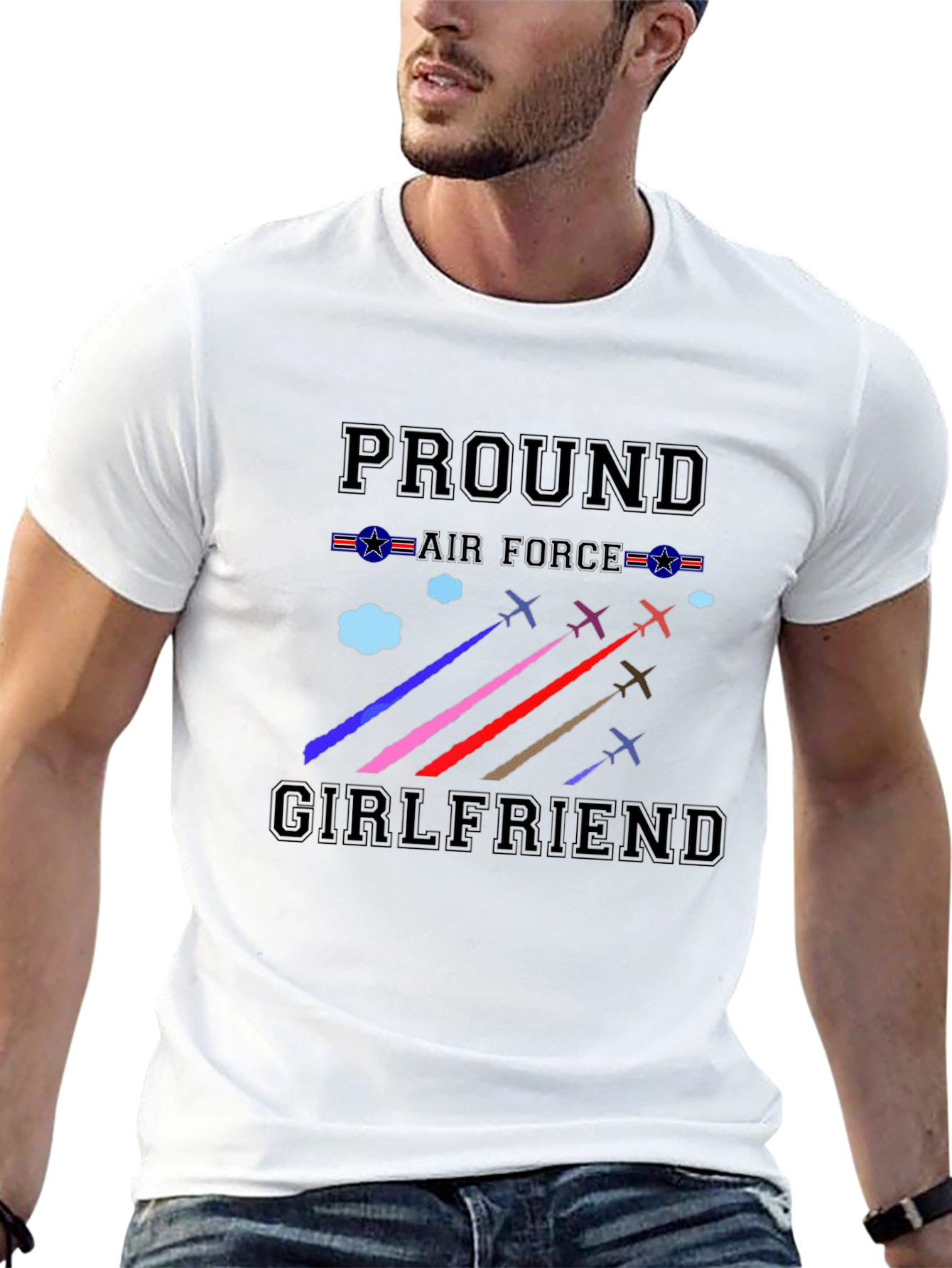 Proud Air Force Girlfriend Graphic T-Shirt