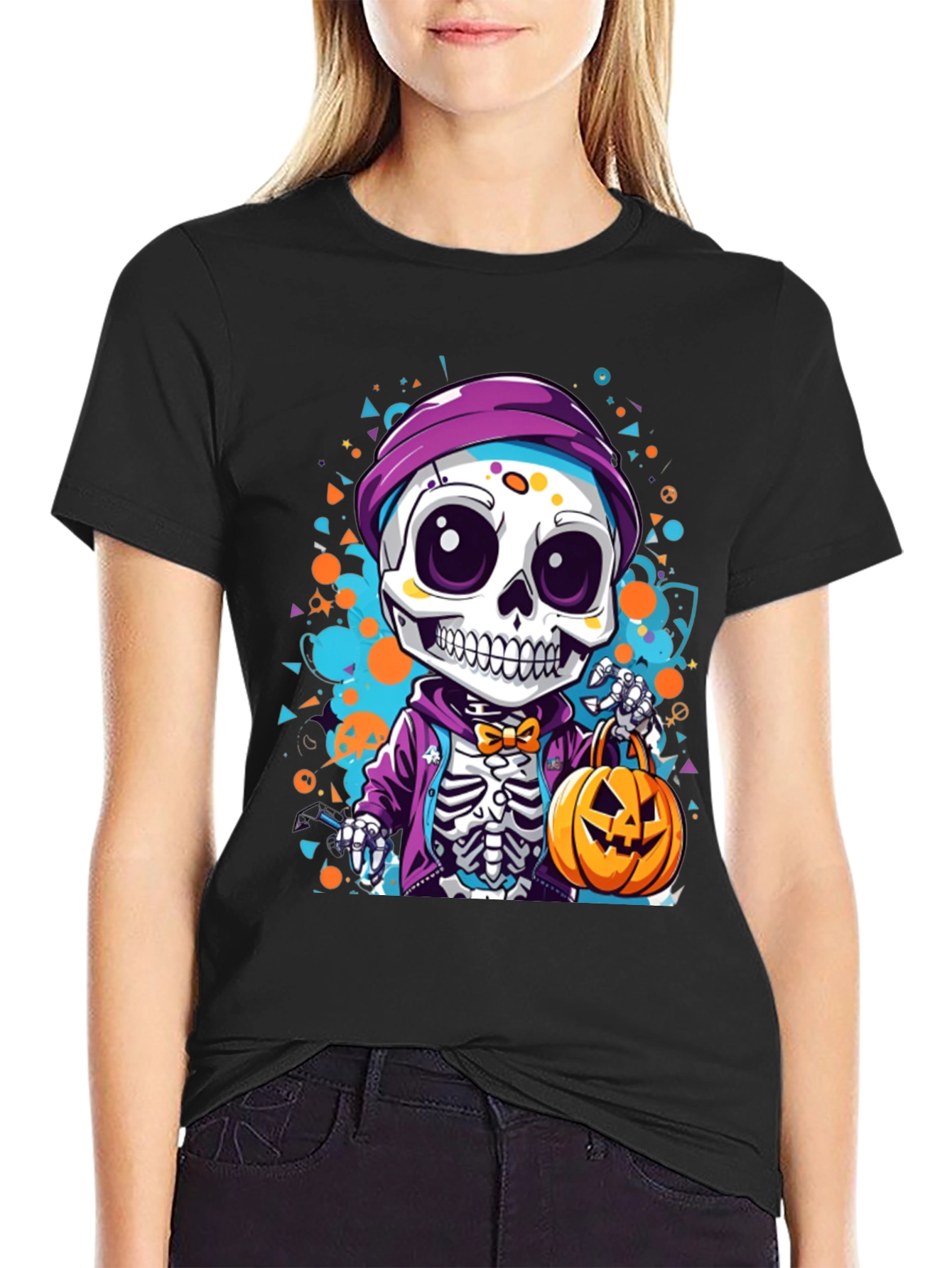 Halloween Skeleton Cartoon T-Shirt